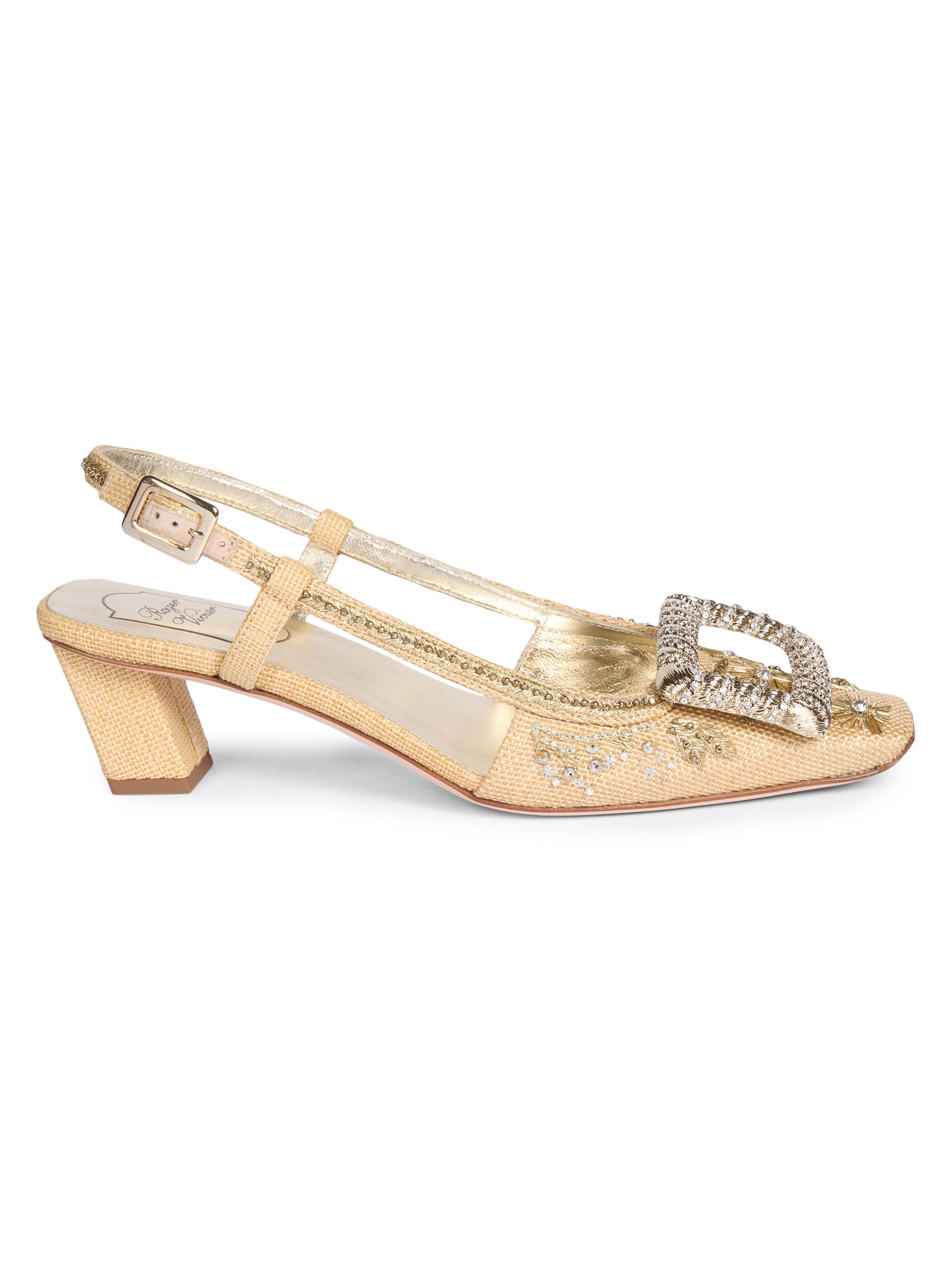 Roger Vivier Women's BV Ramage 45MM Embellished Slingback Pumps - Crema Chiaro
