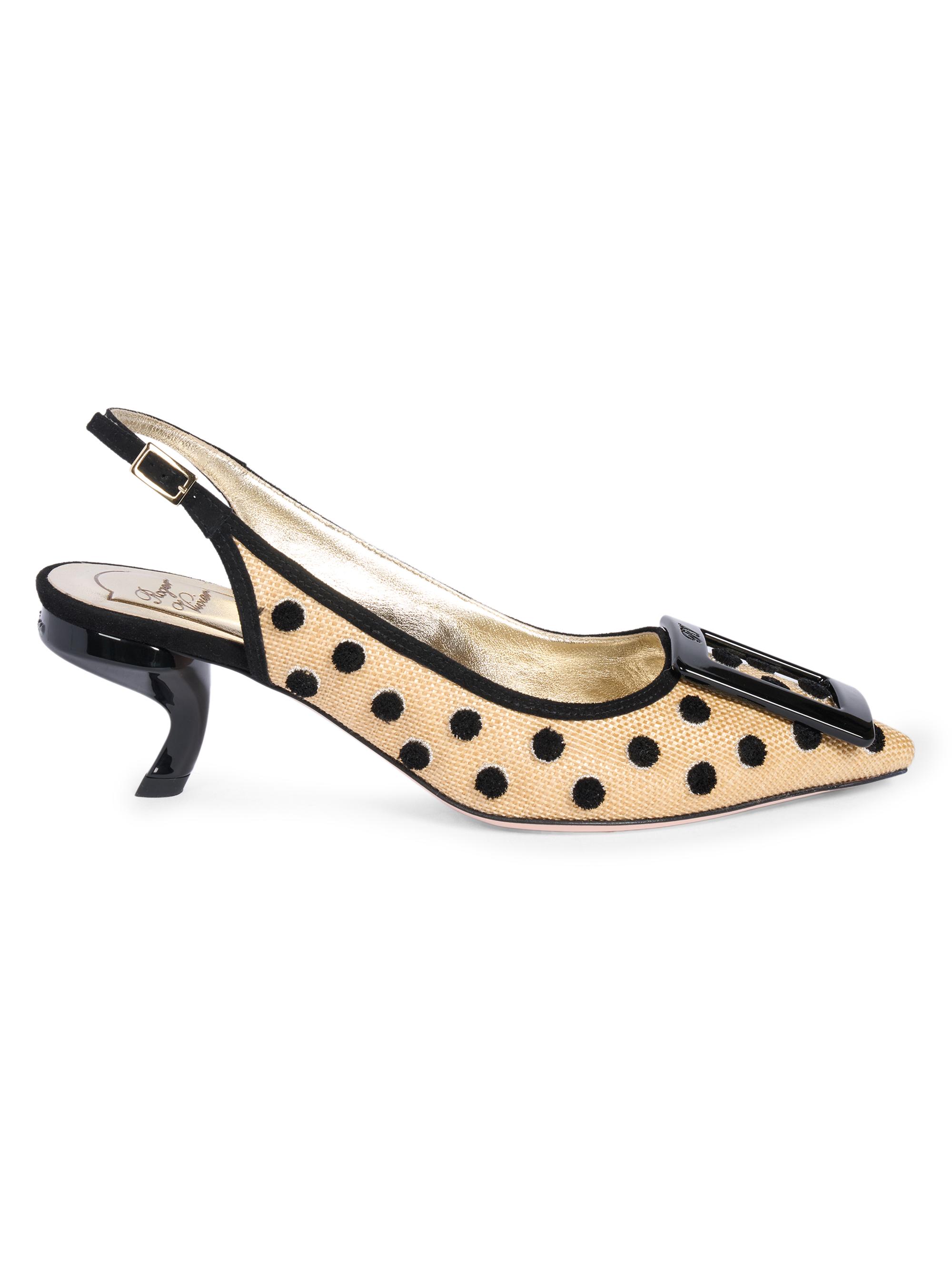 Roger Vivier Women's Virgule 55MM Dotted Slingback Pumps - Crema Chiaro Nero