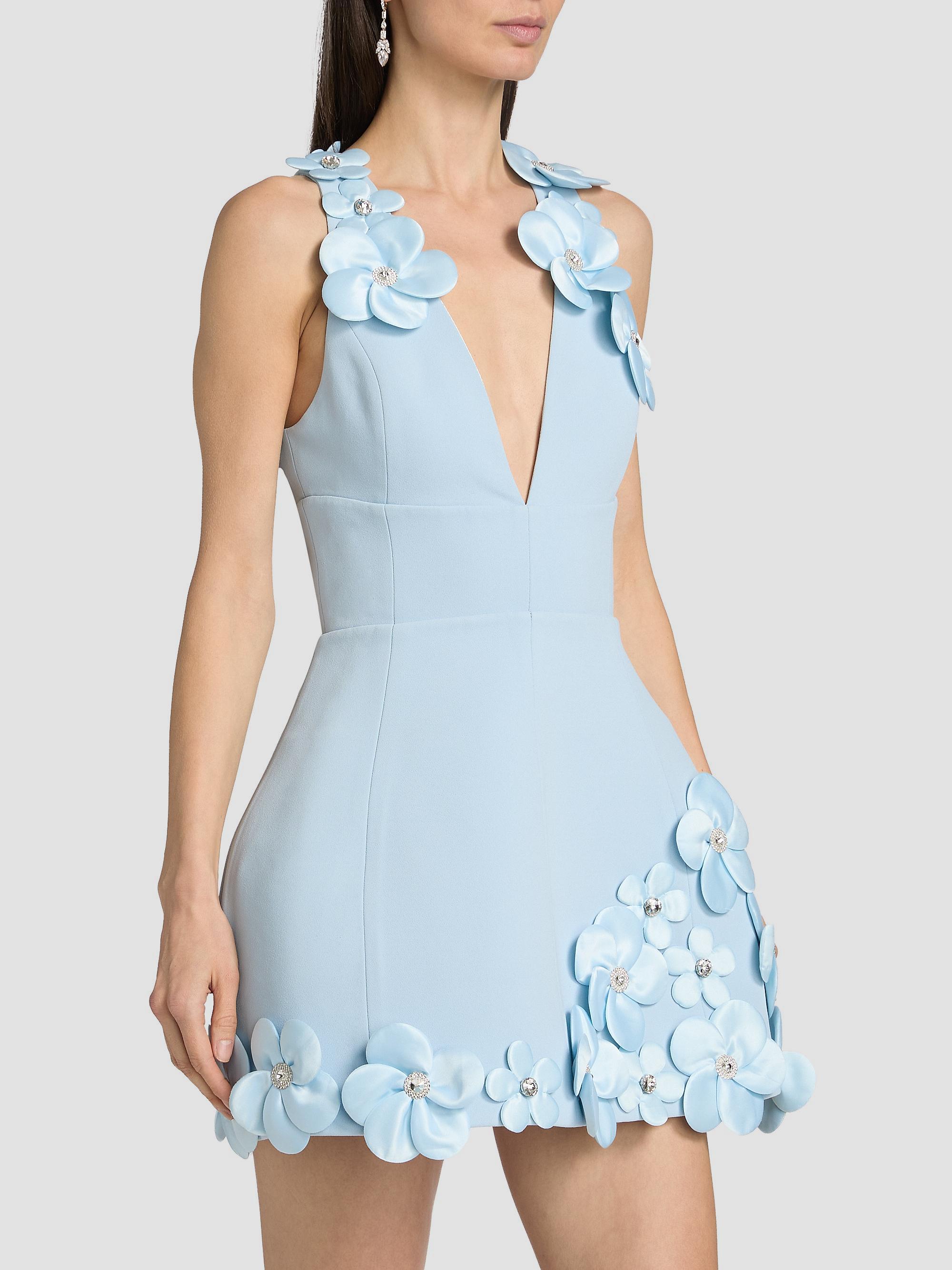 Bronx Banco Women's Estelle Floral Appliqué Minidress - Powder Blue | Thumbnail 4