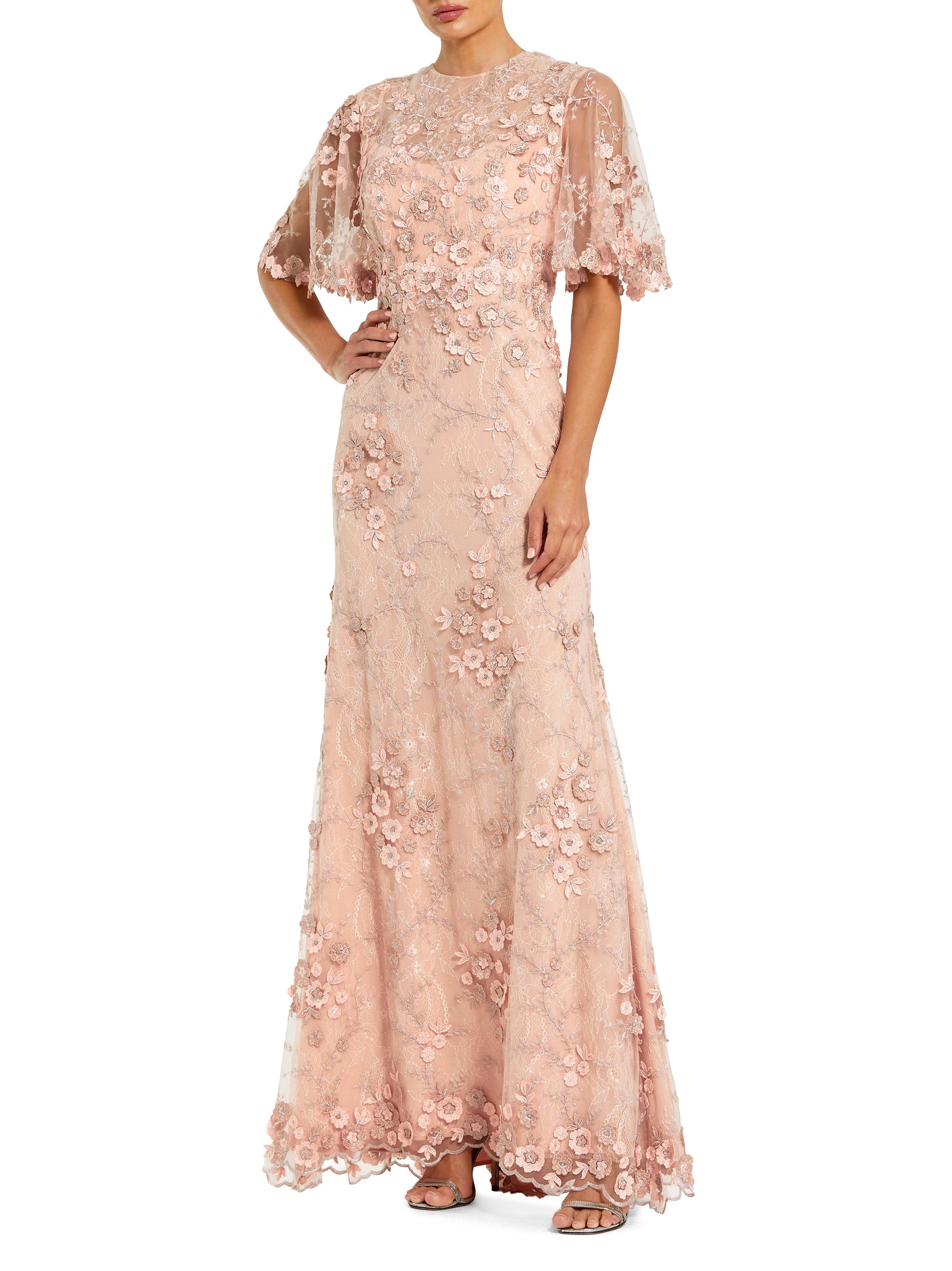 Mac Duggal Women's Petite Floral Embroidered A-Line Gown - Rose Petite 16