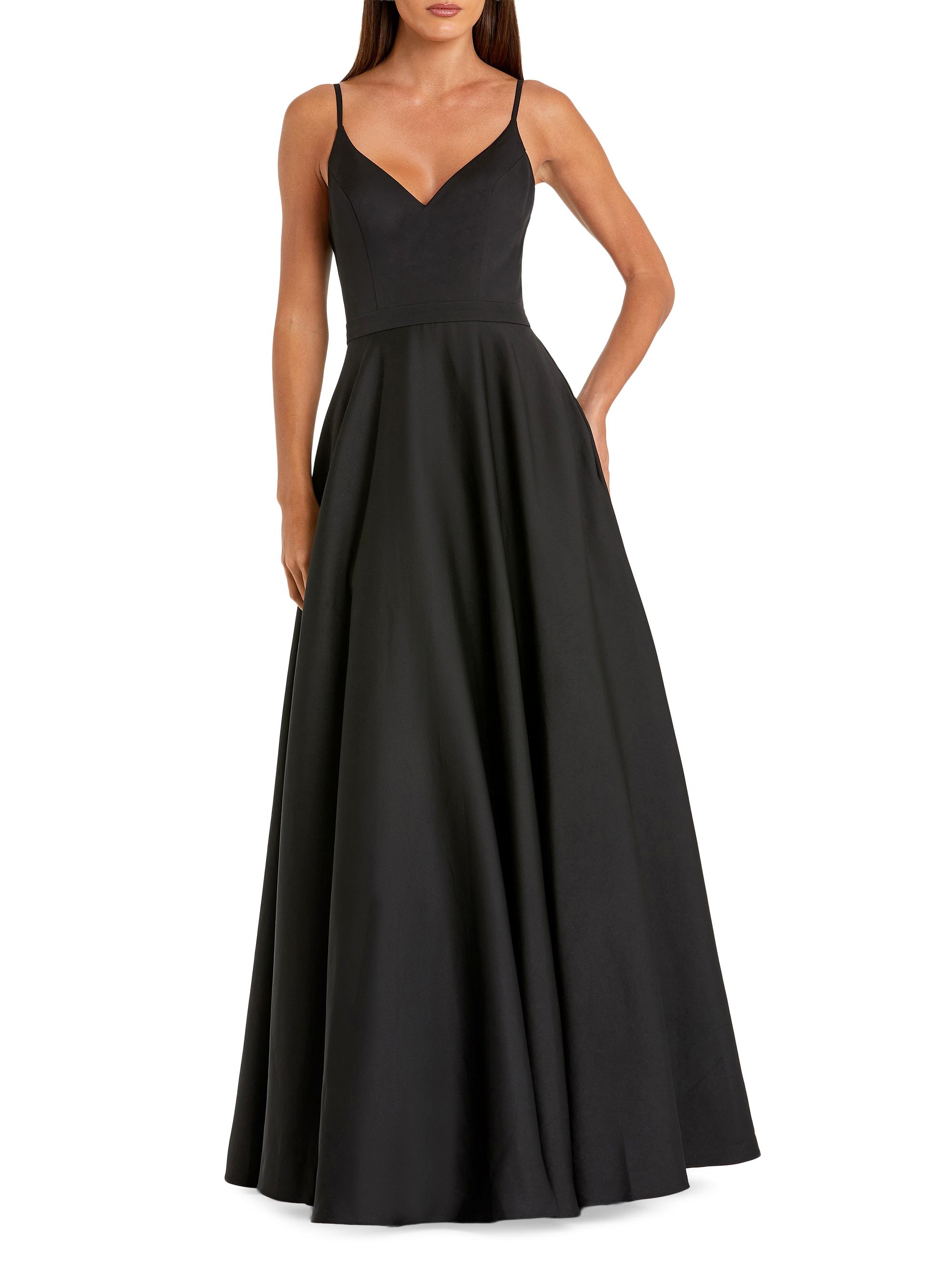 Mac Duggal Women's Petite leena 1 Classic A-Line V-Neck Ballgown - Black Petite 12 | Thumbnail 4