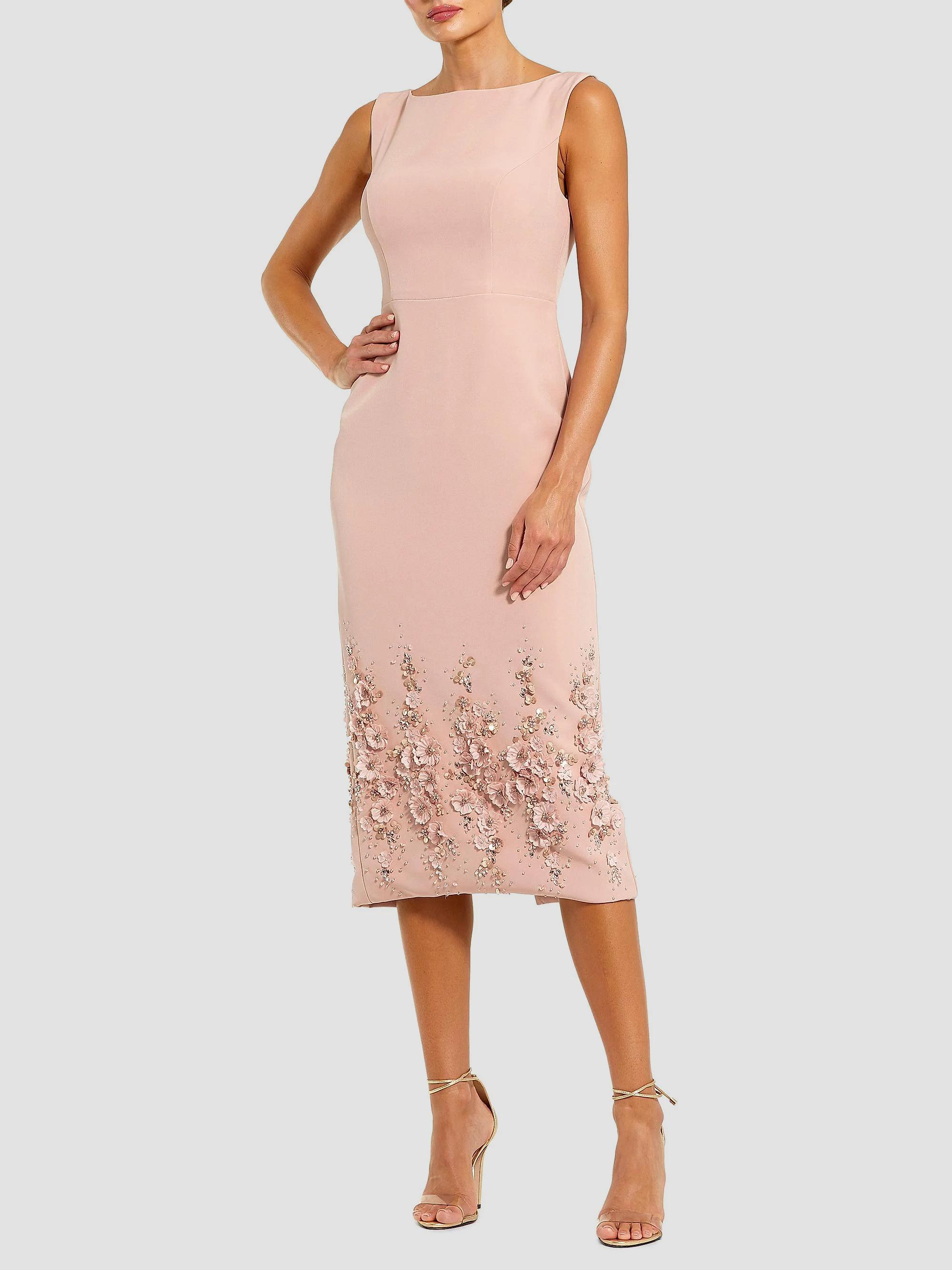 Mac Duggal Women's Cocktail Embellished Crepe Sleeveless Sheath Midi-Dress - Vintage Lilac - Size 10