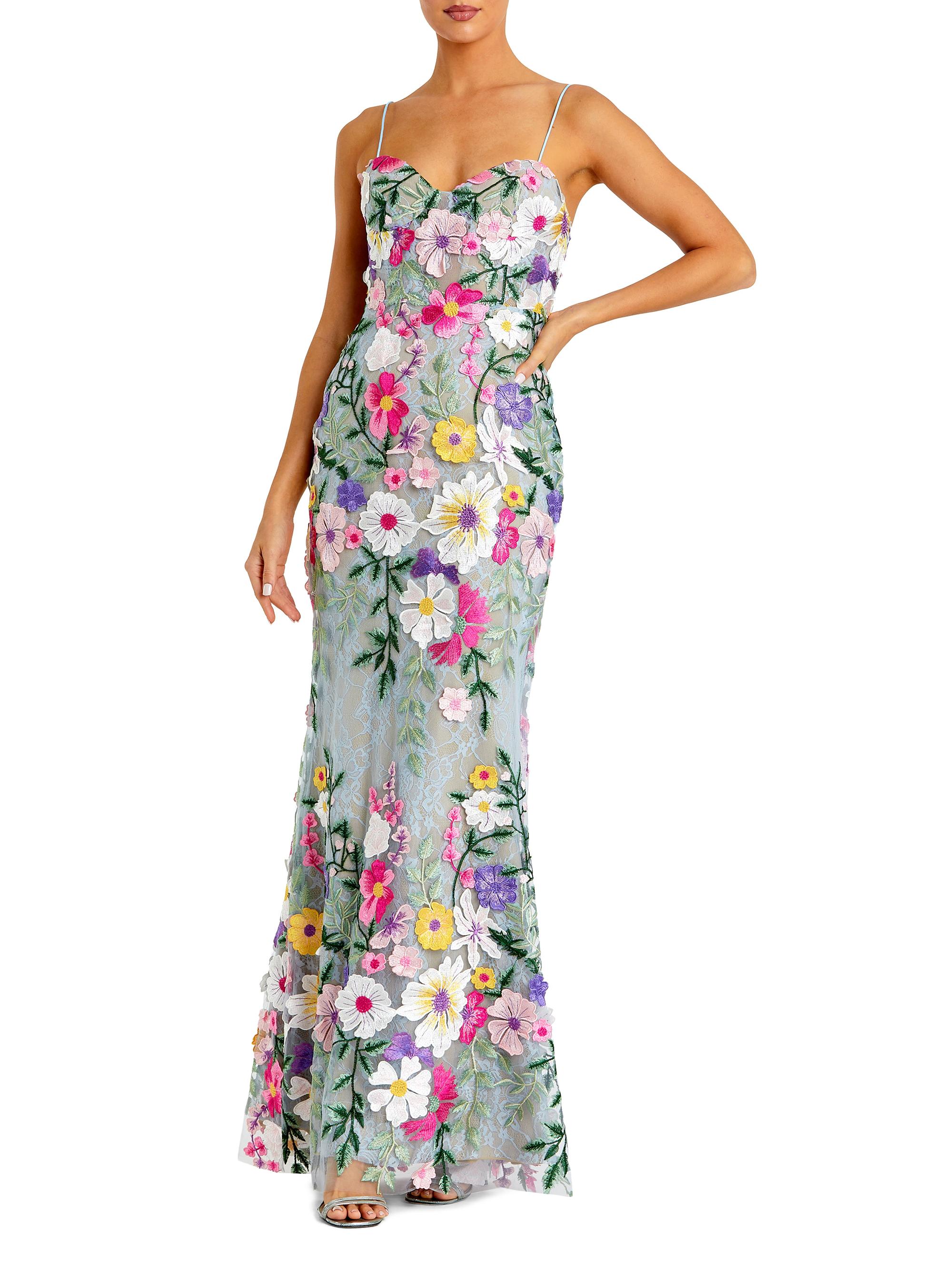Mac Duggal Women's Petite Floral Embroidered Column Gown - Sage Multi Petite 12