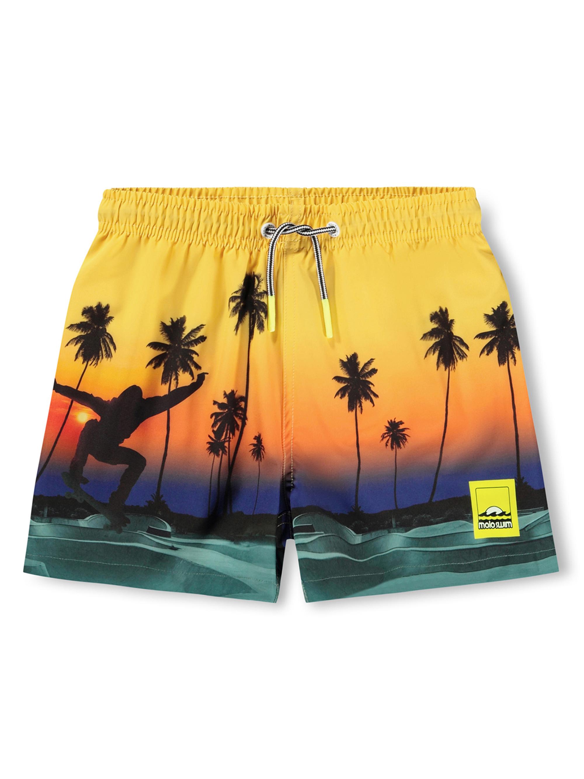 Molo Little Boy's & Boy's Skateboard Print Swim Shorts - Sunset Skate