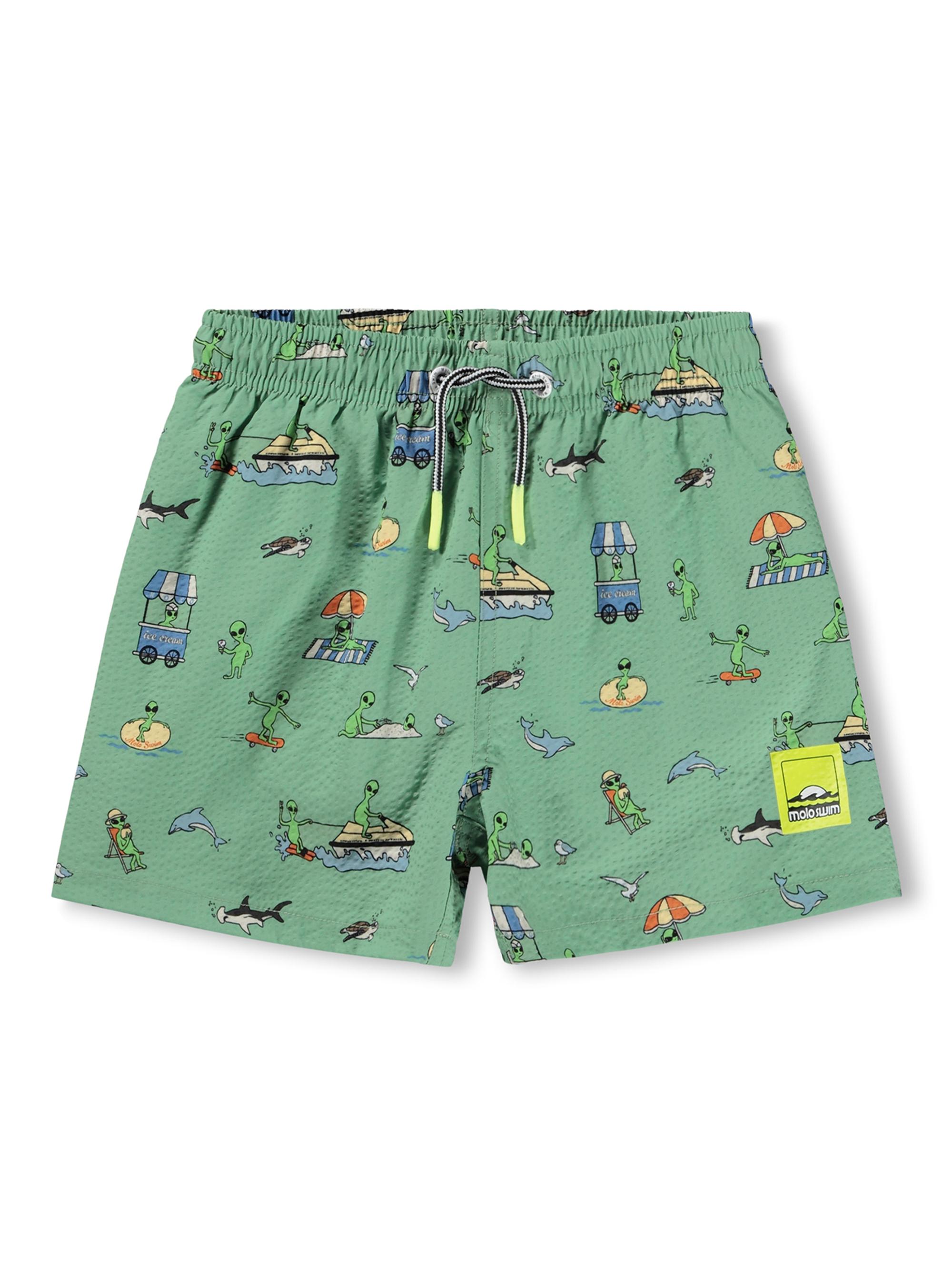 Molo Baby's, Little Boy's & Boy's Alien-Print Seersucker Swim Shorts