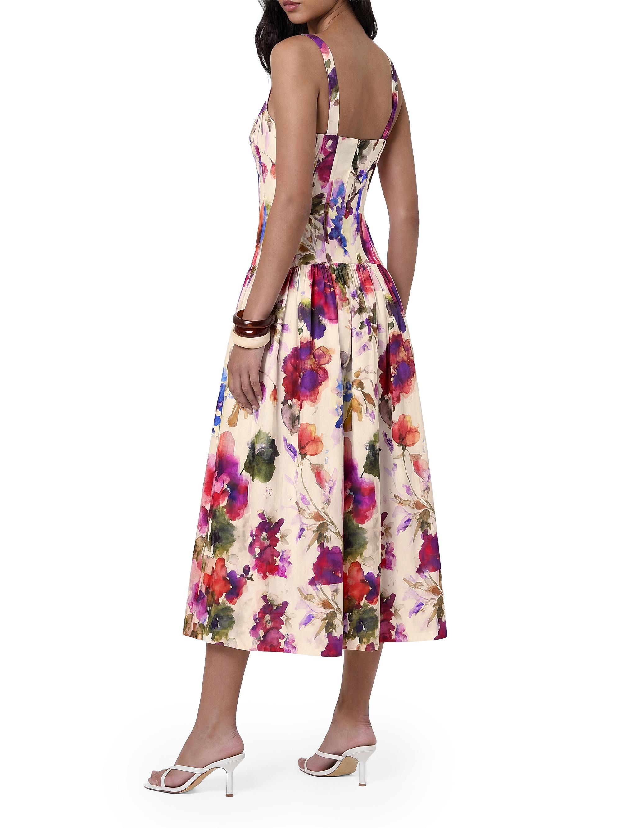 nicholas selene linen dress Nicholas Selene Pleated Striped Linen-blend Maxi Dress in Red