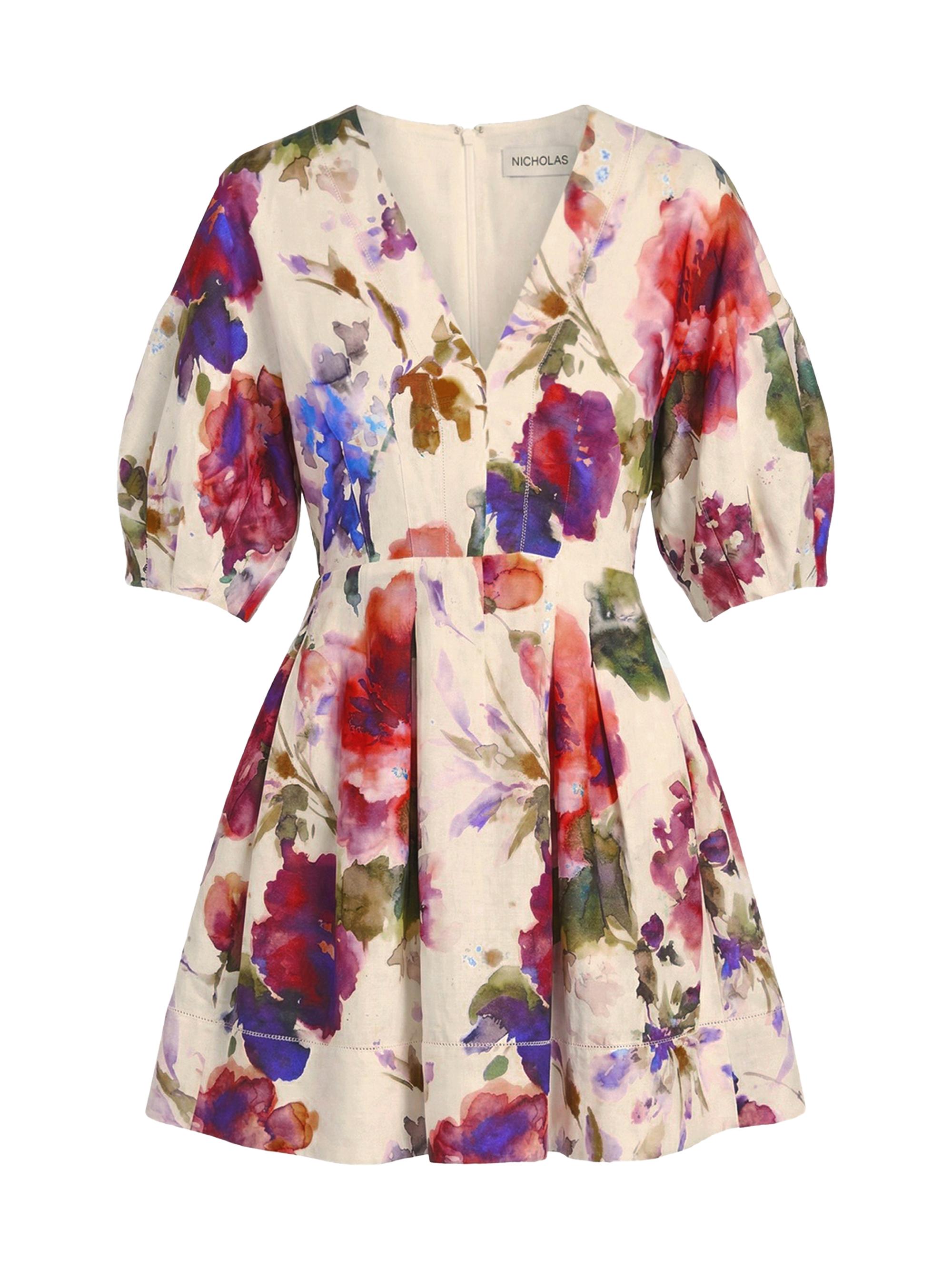 Nicholas the Label Women's Josefa Linen-Blend A-Line Minidress - Watercolor Floral