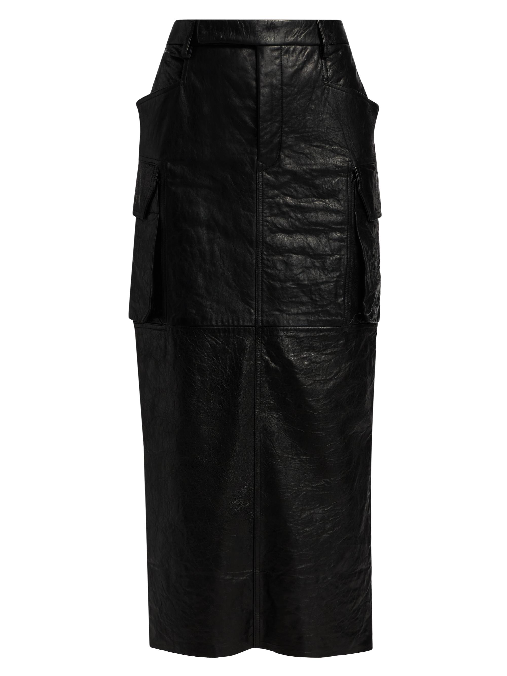 Rick Owens Women's Firbanks Leather Midi-Skirt - Black