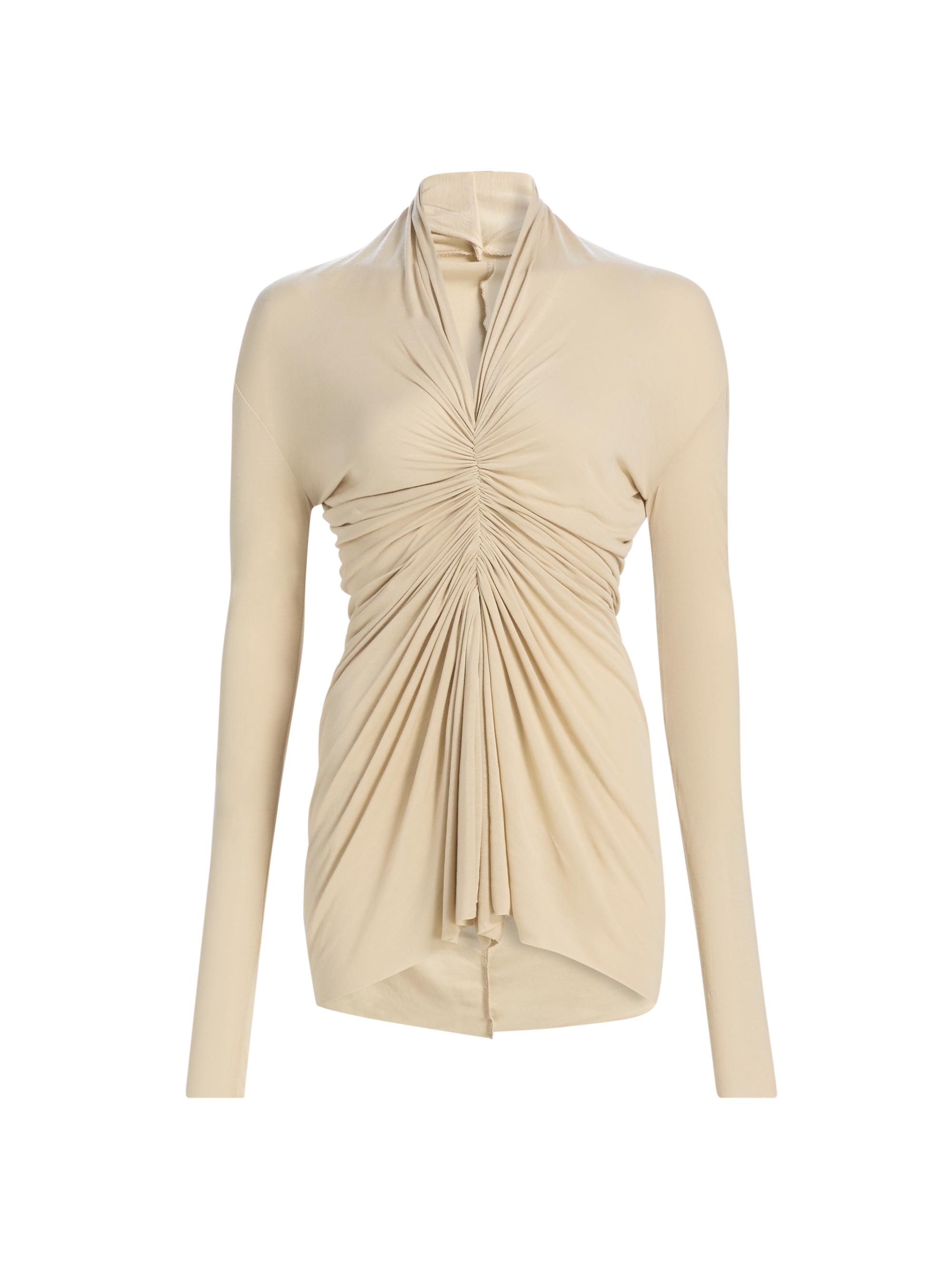 Rick Owens Women's Radiance Ruched Long-Sleeve Top - Sand