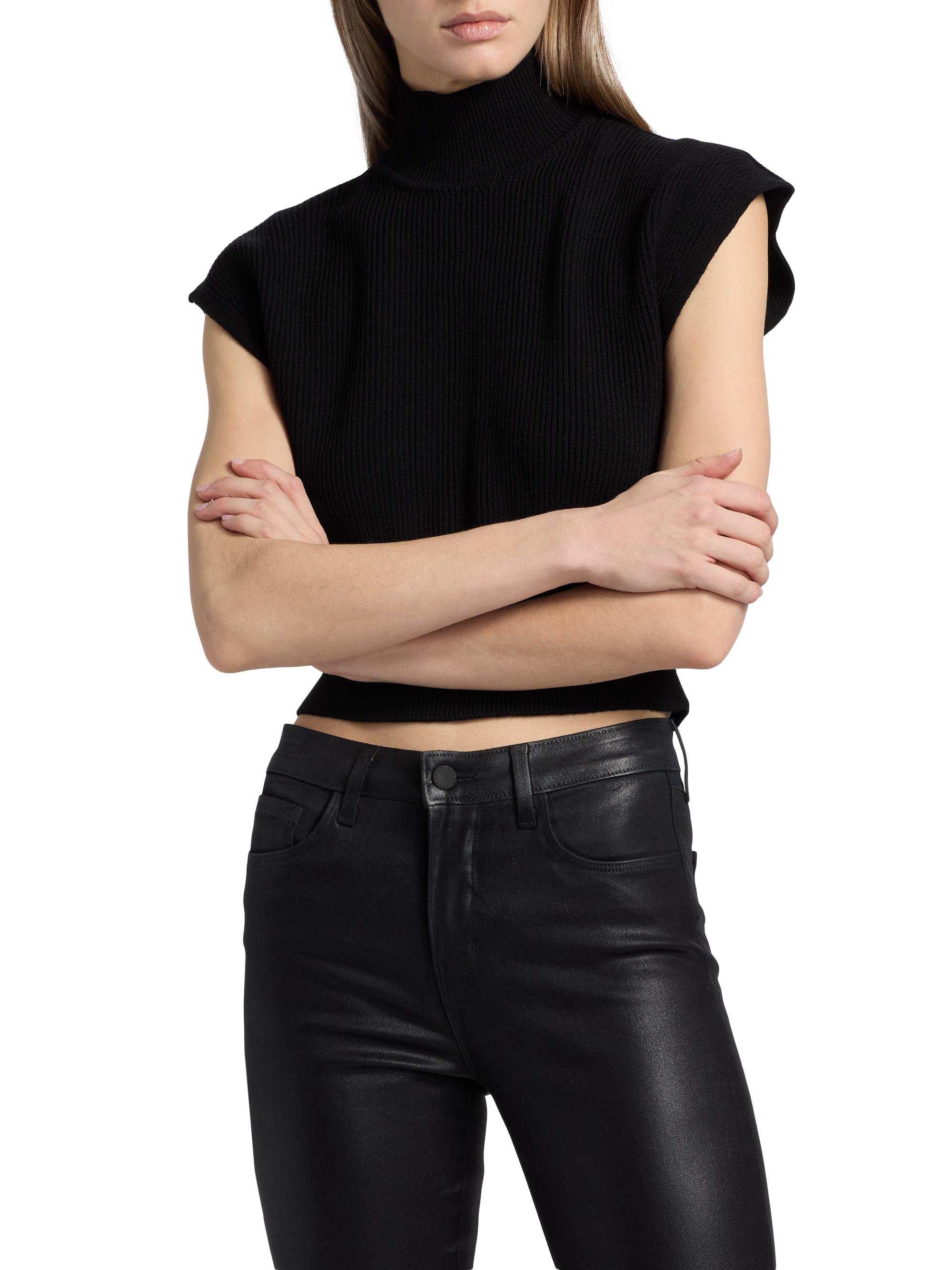 R827.2 Rick Owens ブラック ニットネックウォーマー Rick Owens Concordians Wool Turtleneck Top | Saks Fifth Avenue