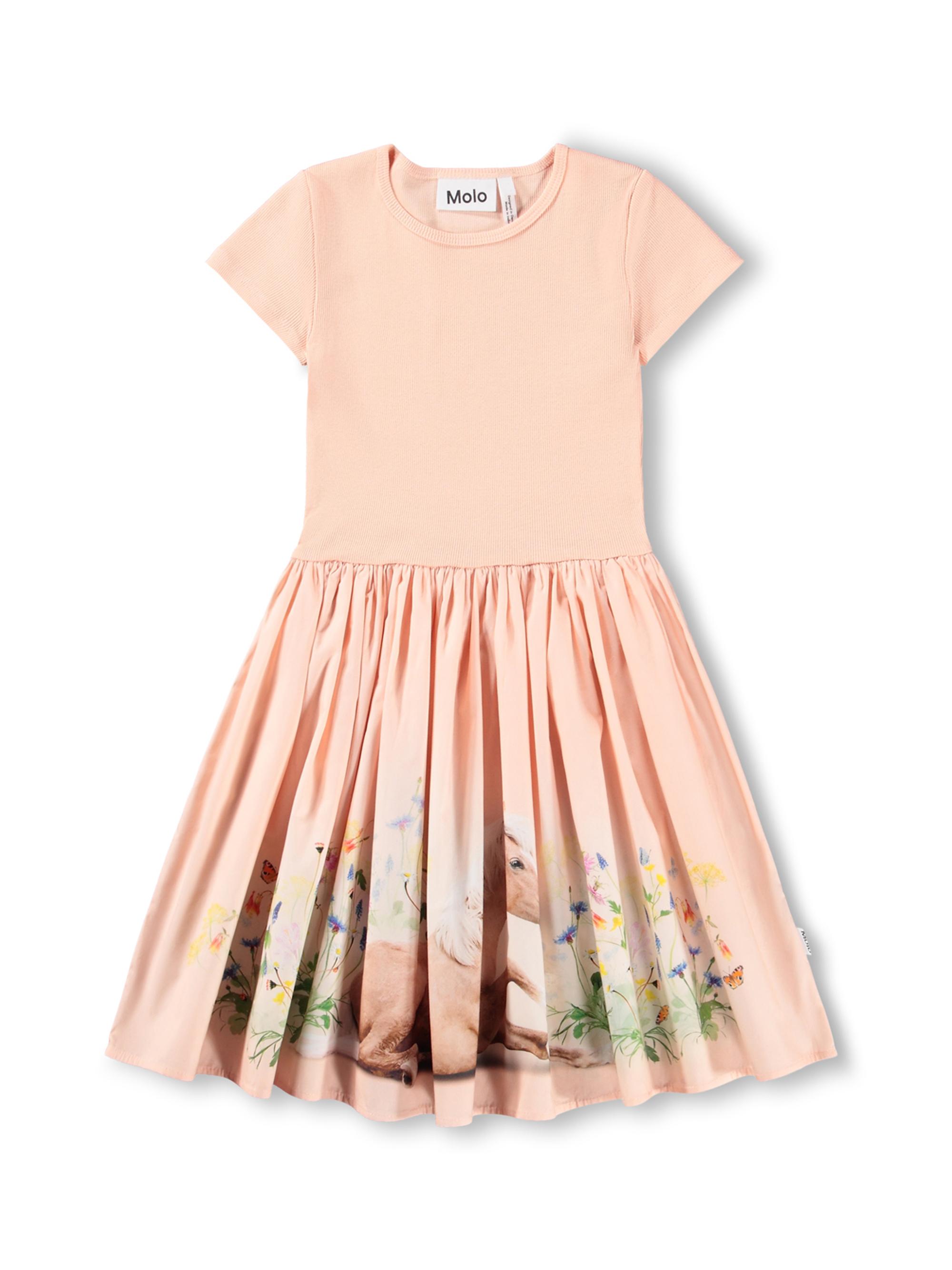 Molo Little Girl's & Girl's Ribbed Horse Print Dress - Siesta