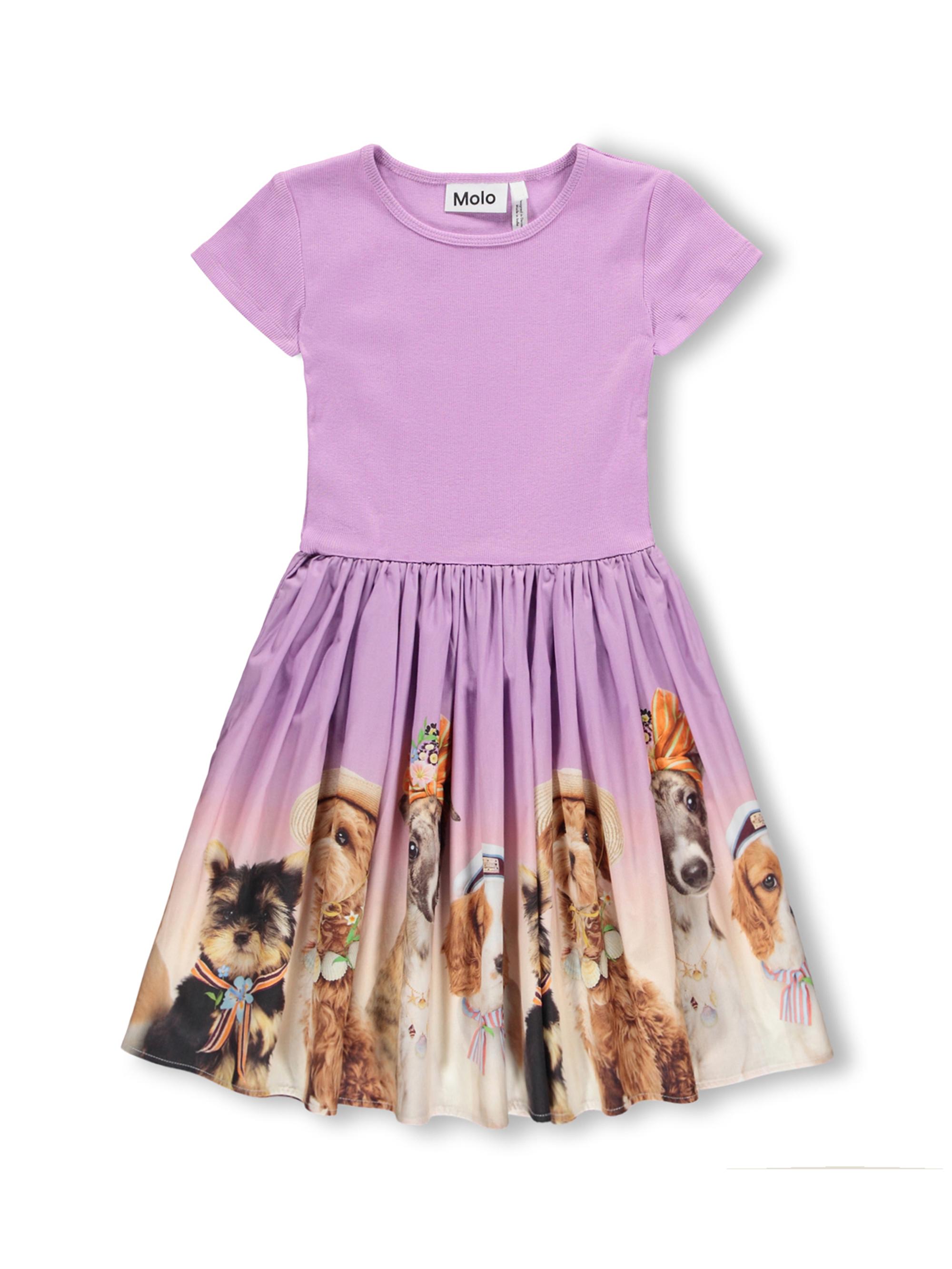 Molo Little Girl's & Girl's Cissa Ribbed Dog Print Dress - Beach Ready