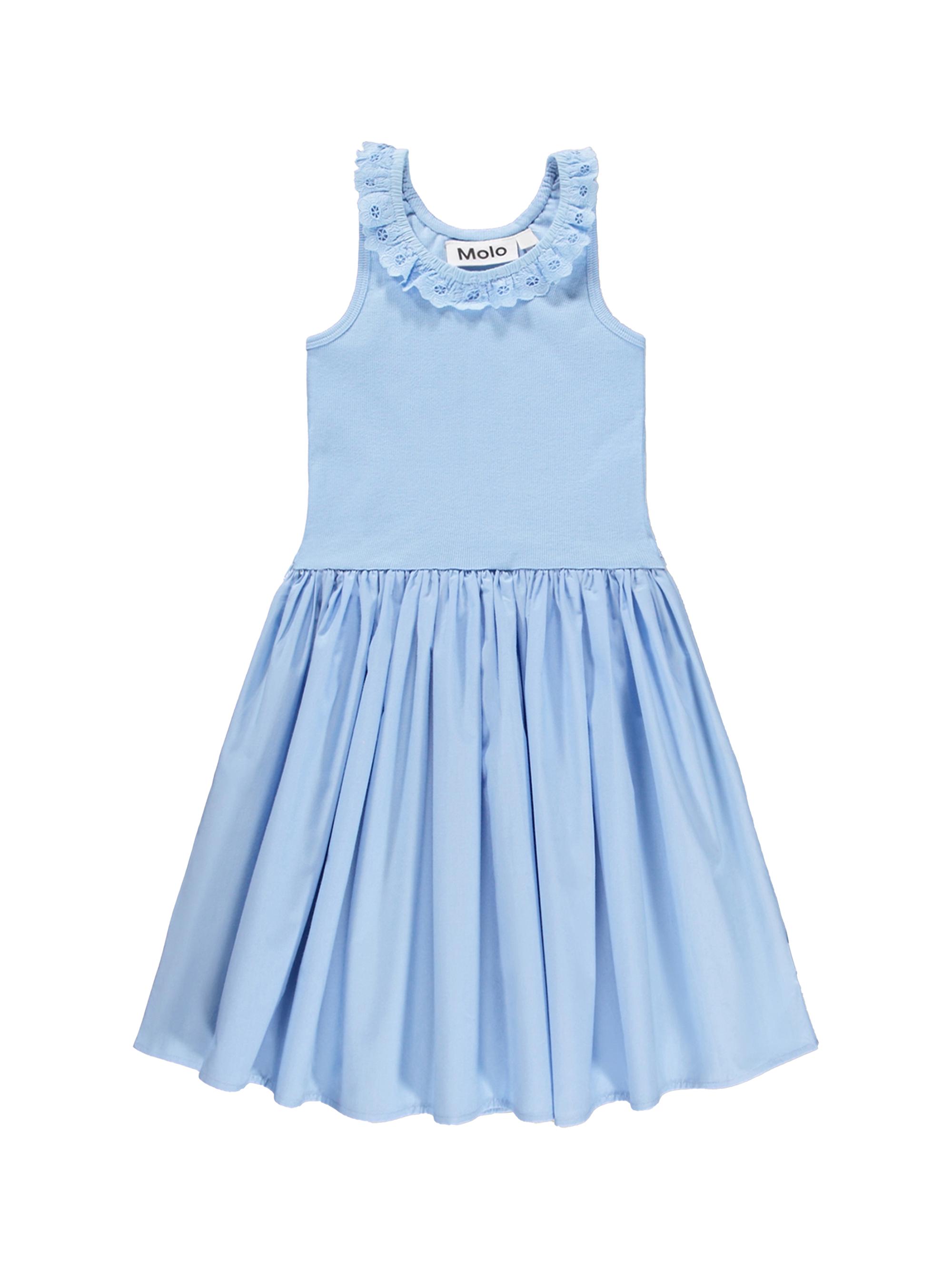 Molo Little Girl's & Girl's Eyelet-Trimmed Ribbed Dress - Sparkling Sea
