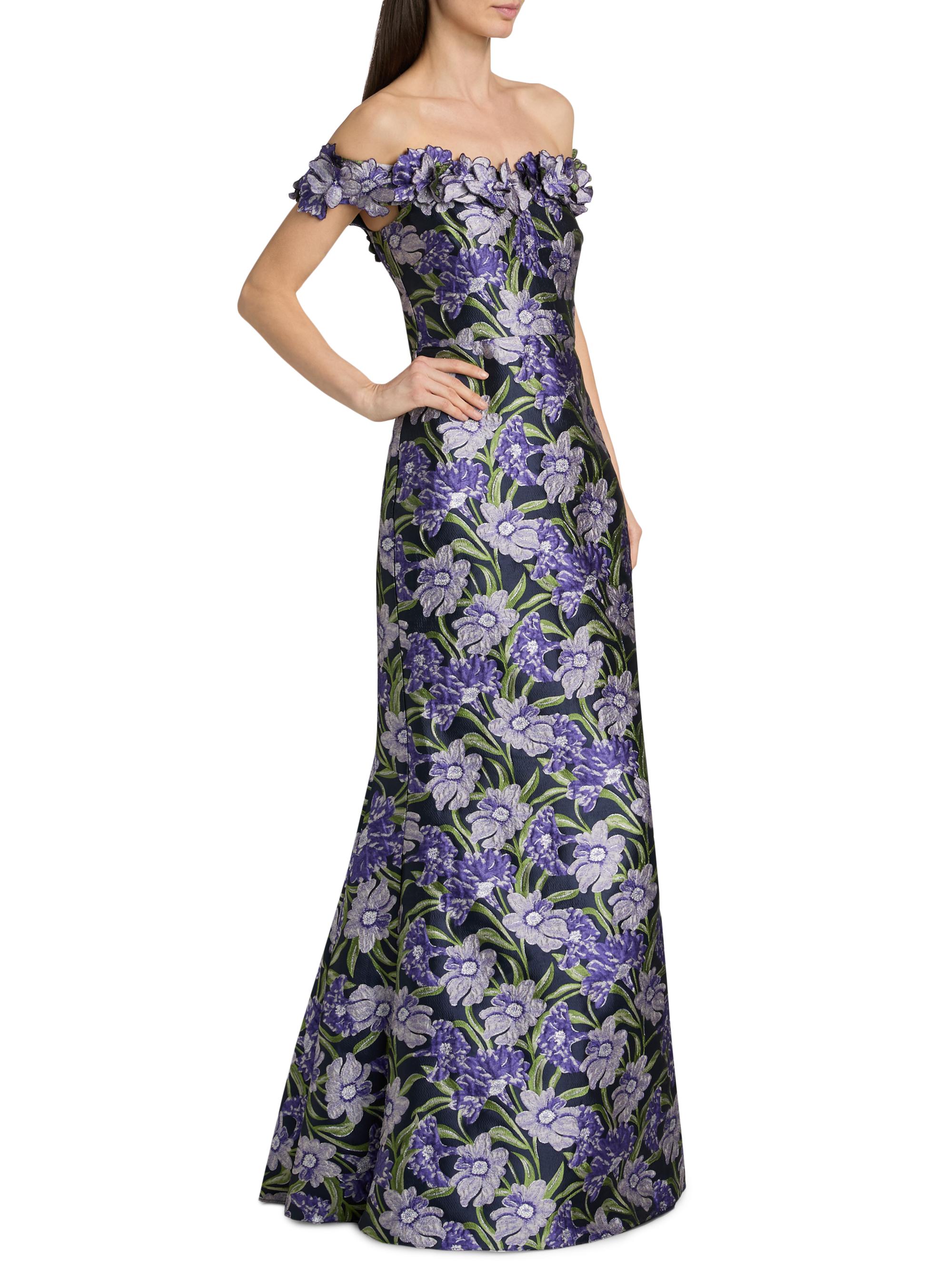 Theia Olyssia Brocade Off-The-Shoulder Gown | Saks Fifth Avenue