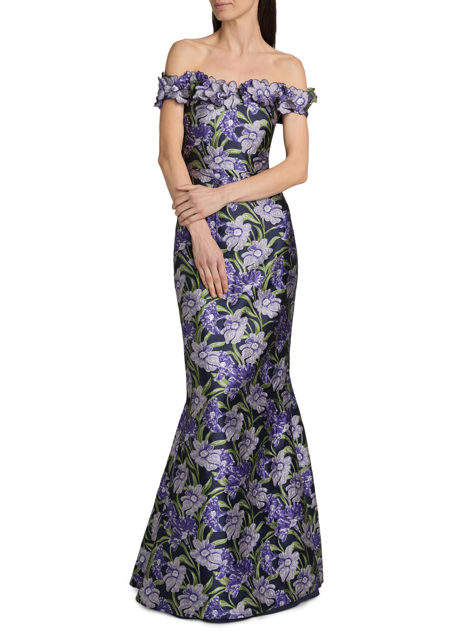 Theia Olyssia Brocade Off-The-Shoulder Gown | Saks Fifth Avenue
