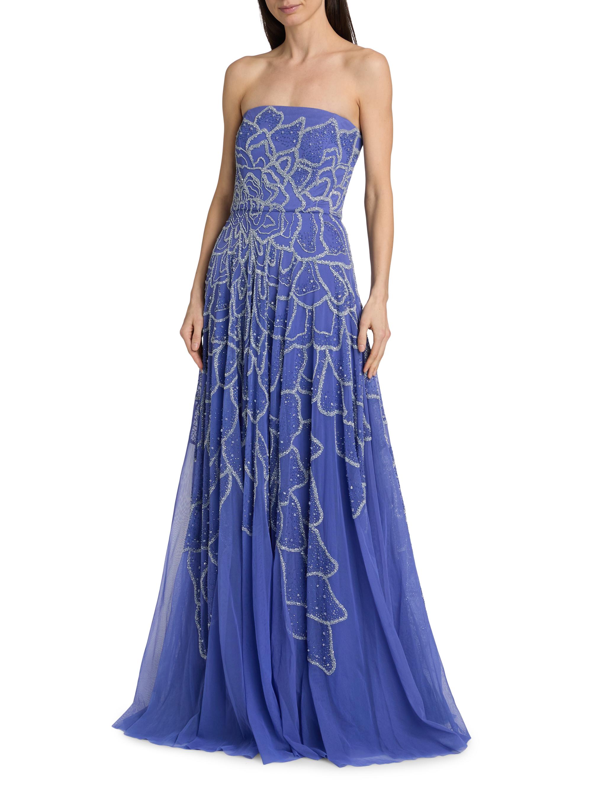 Theia Ramona Strapless Ombré Beaded Gown | Saks Fifth Avenue