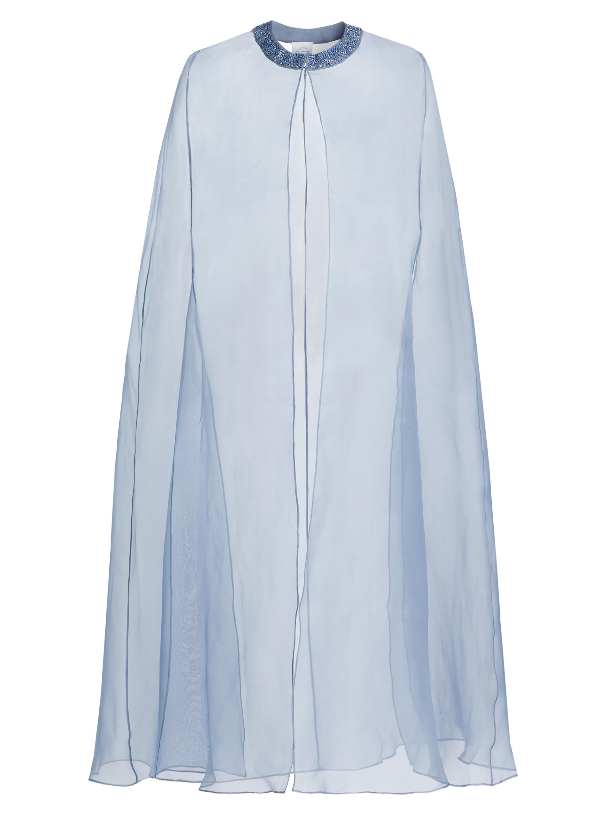 Carolyn Rowan Collection Women's Embellished-Trim Silk Cape - Blue | Thumbnail 8