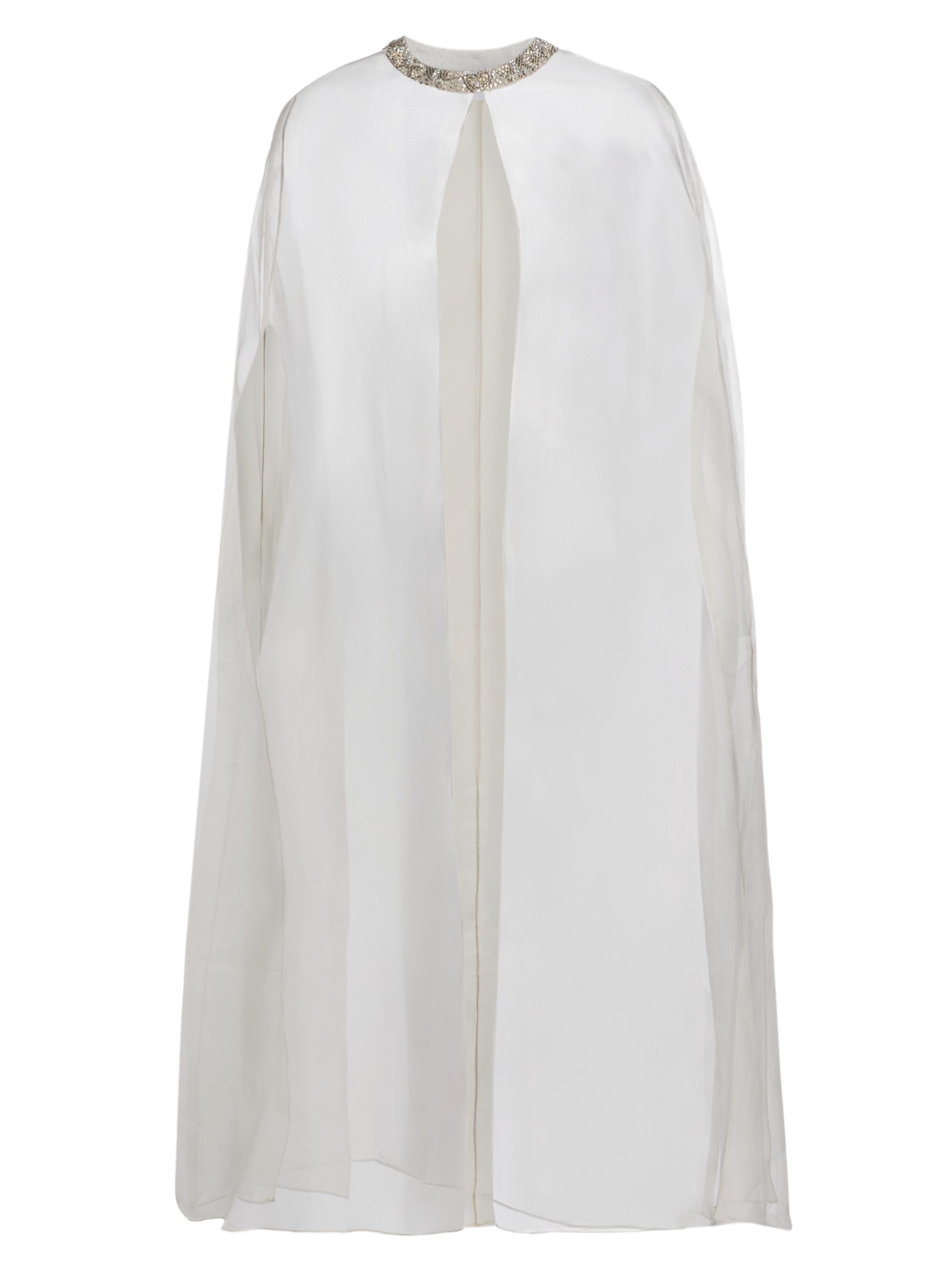 Carolyn Rowan Collection Women's Embellished-Trim Silk Cape - Silver