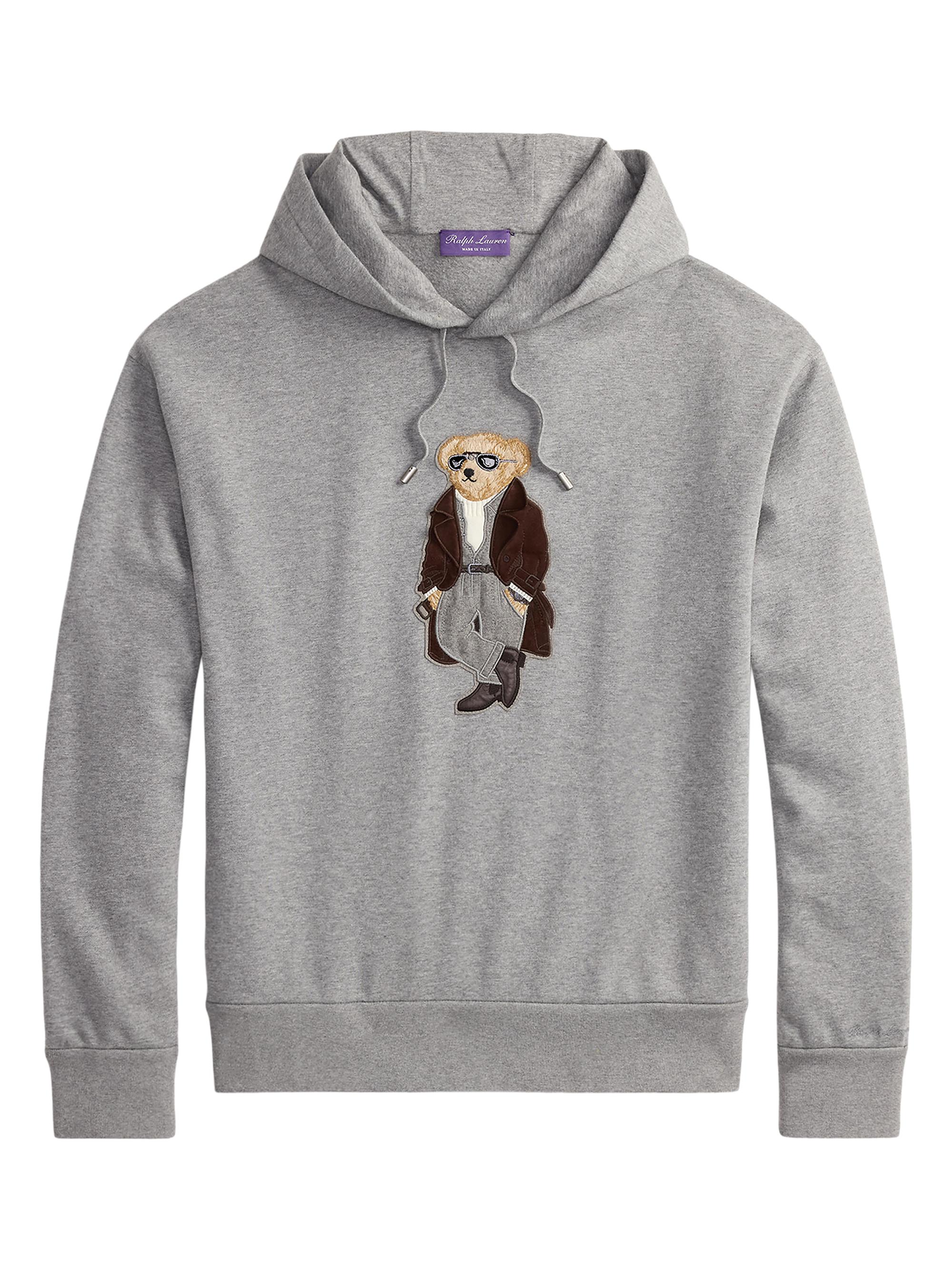 Ralph Lauren Purple Label Men's Polo Bear Cotton-Cashmere Hoodie - Classic Light Grey Melange