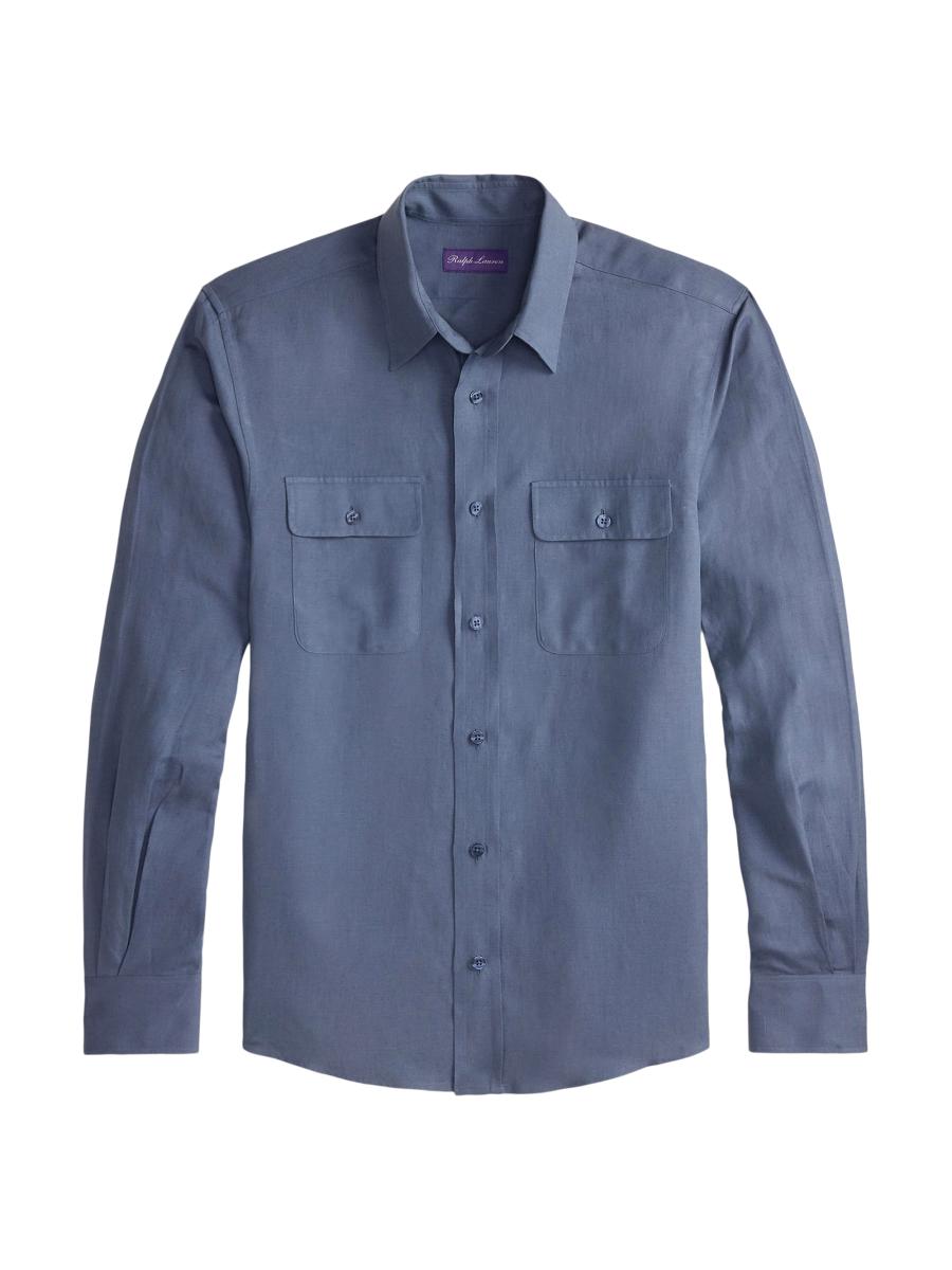 ラルフローレン XS シルク シャルムーズ シャツ パープルレーベル 希少 ★ Ralph Lauren Purple Label Silk-Linen Shirt | Saks Fifth Avenue