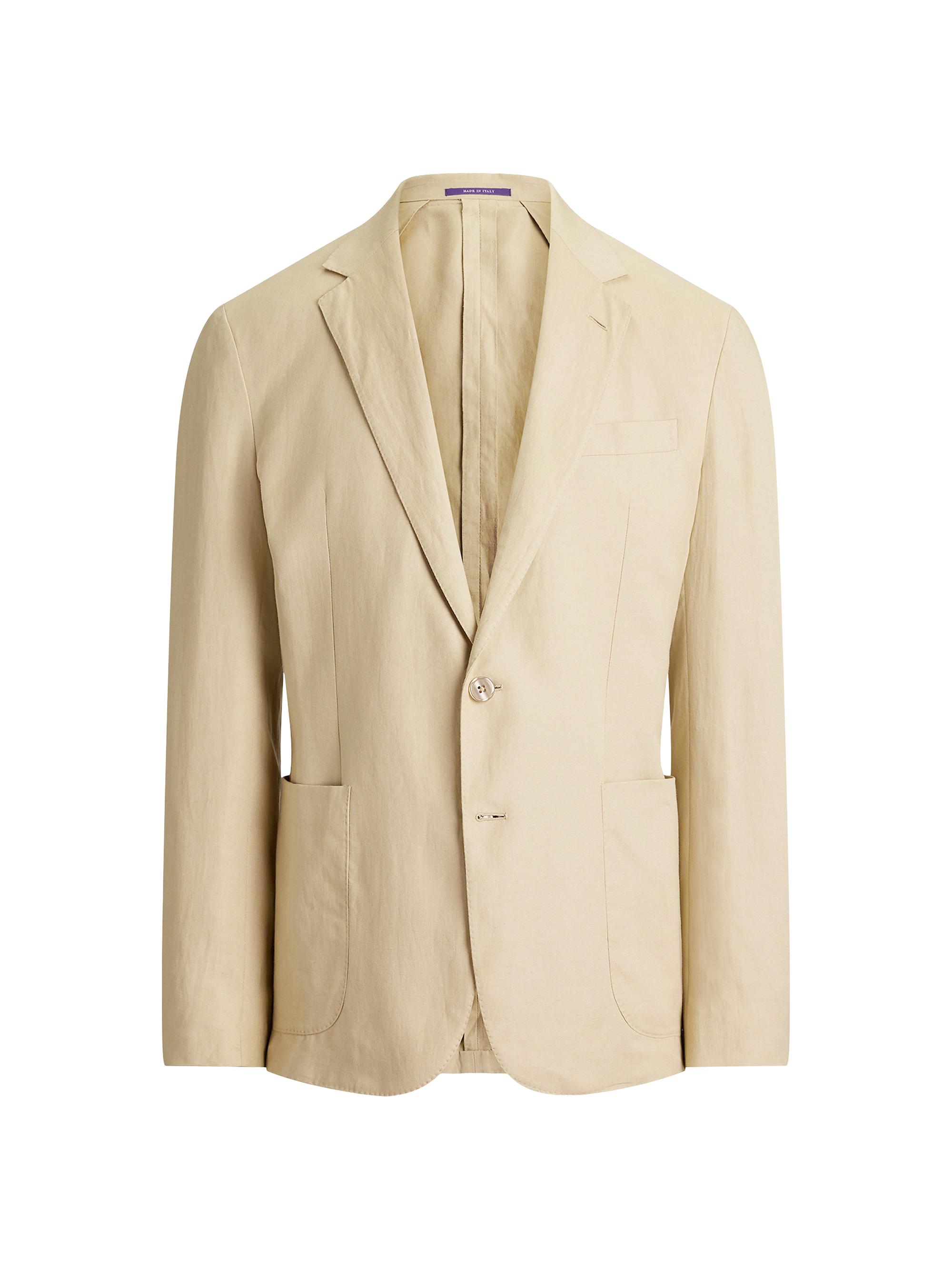 Ralph Lauren Purple Label Men's Hadley Hand-Tailored Silk-Linen Jacket - Champagne