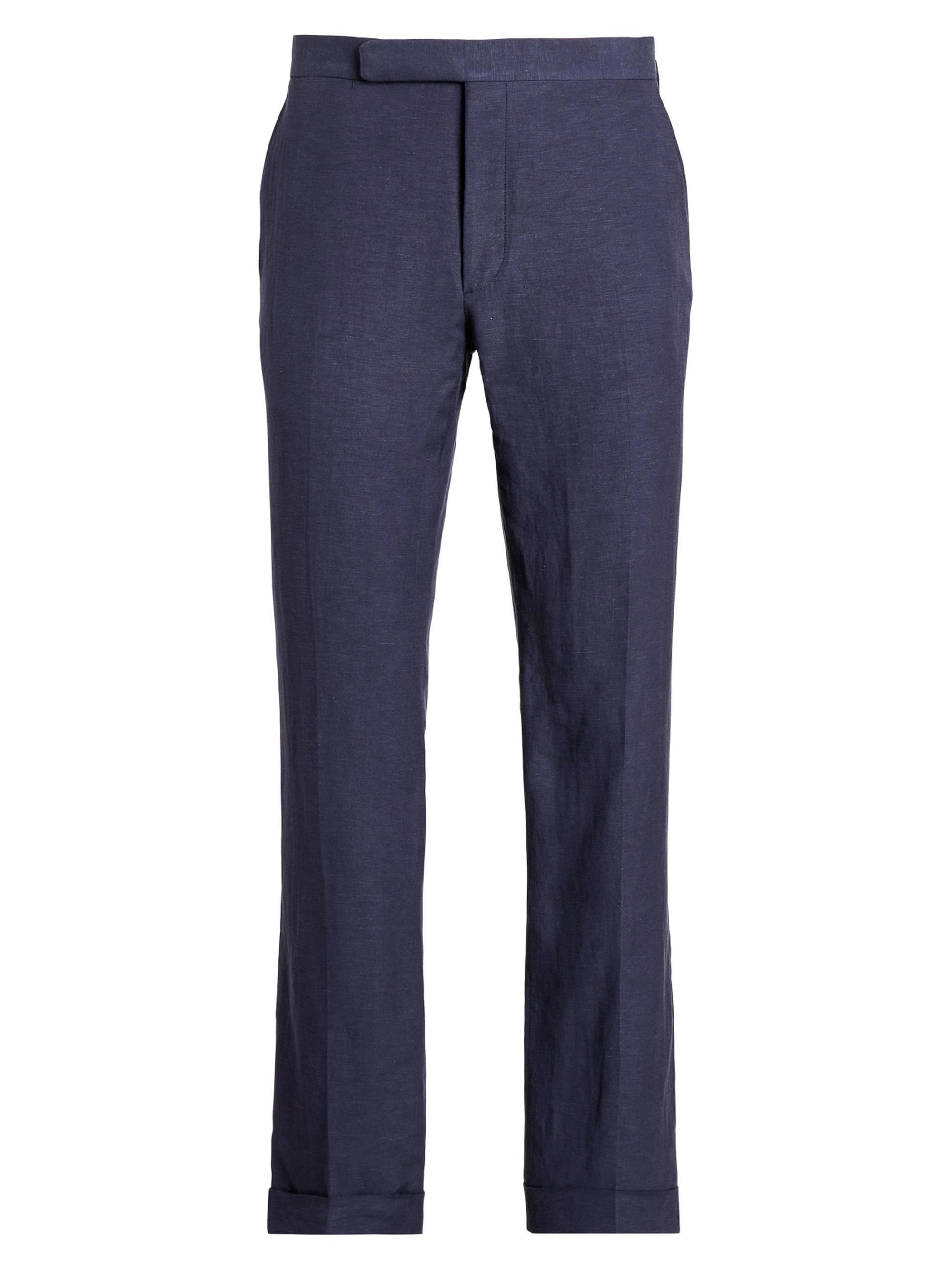 Men’s Gregory Silk-Linen Suit Trousers – Chairman Navy – Size 36