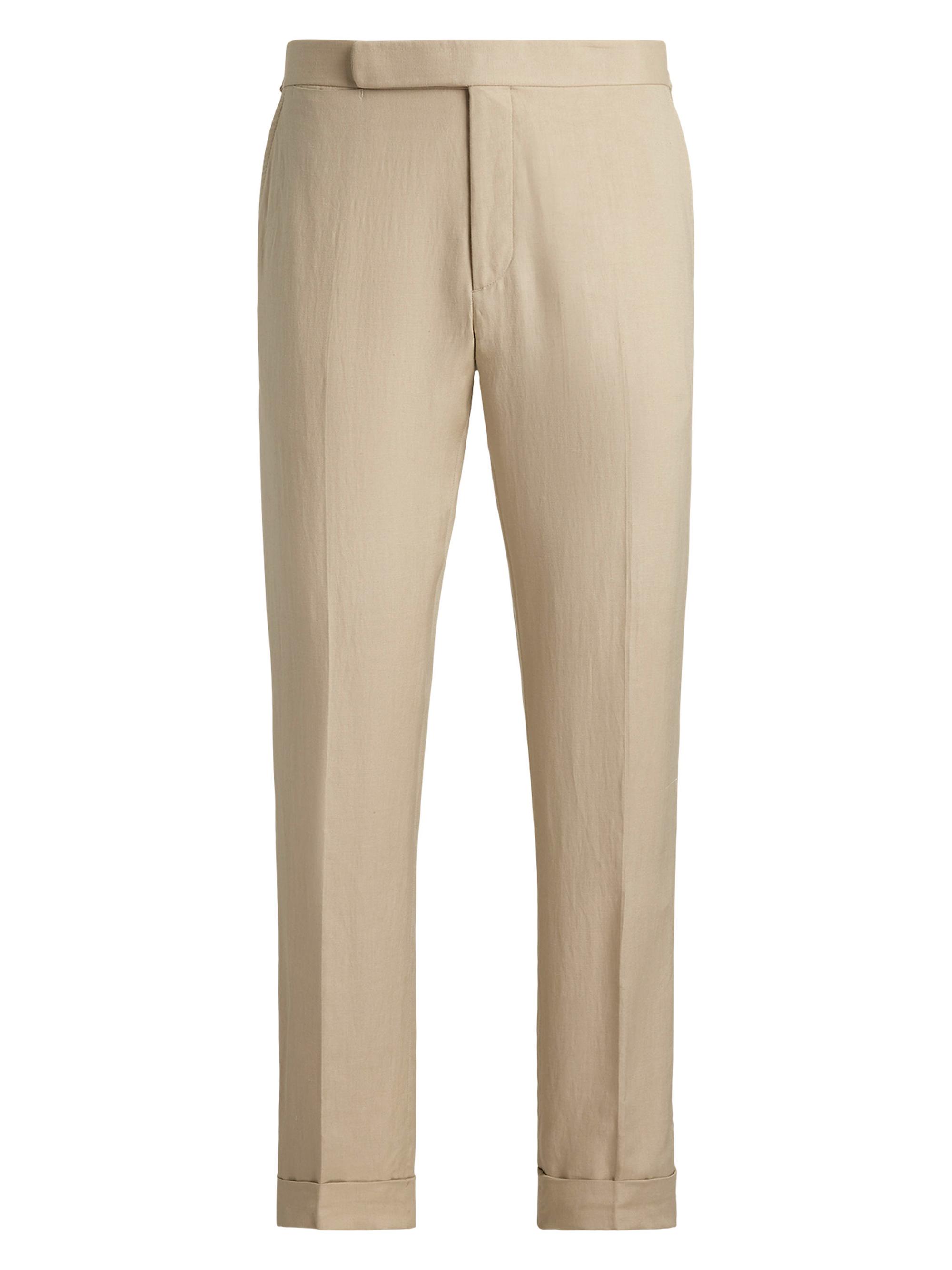 Ralph Lauren Purple Label Men's Gregory Hand-Tailored Silk-Linen Trousers - Champagne