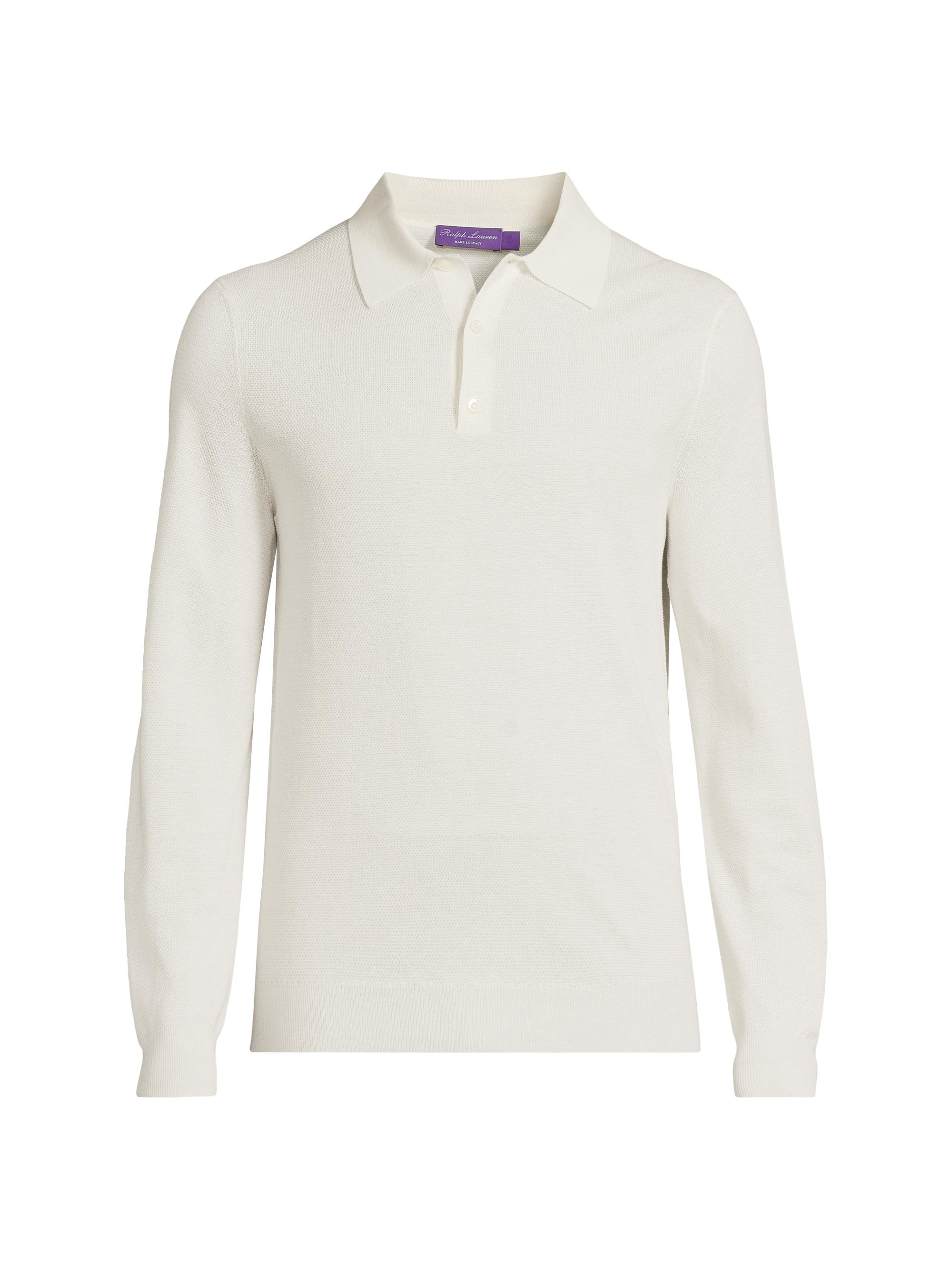 Ralph Lauren Purple Label Men's Silk-Cotton Polo Sweater - Soft Blue