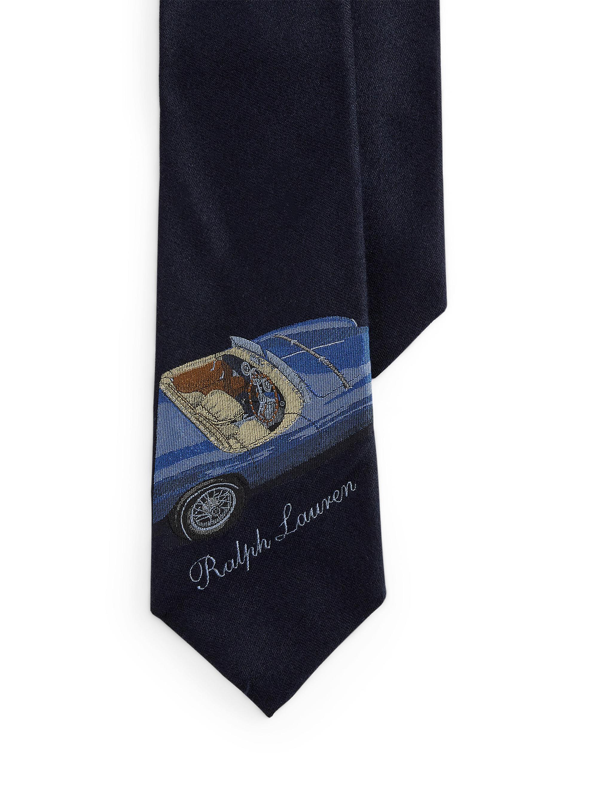 Ralph Lauren Purple Label Men's Automobile Silk-Cashmere Tie - Navy