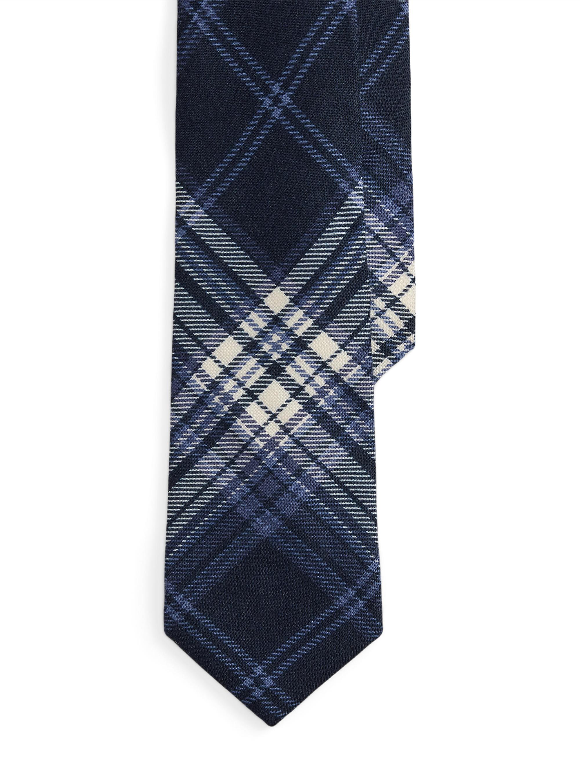 Ralph Lauren Purple Label Men's Plaid Cashmere-Silk Tie - Navy