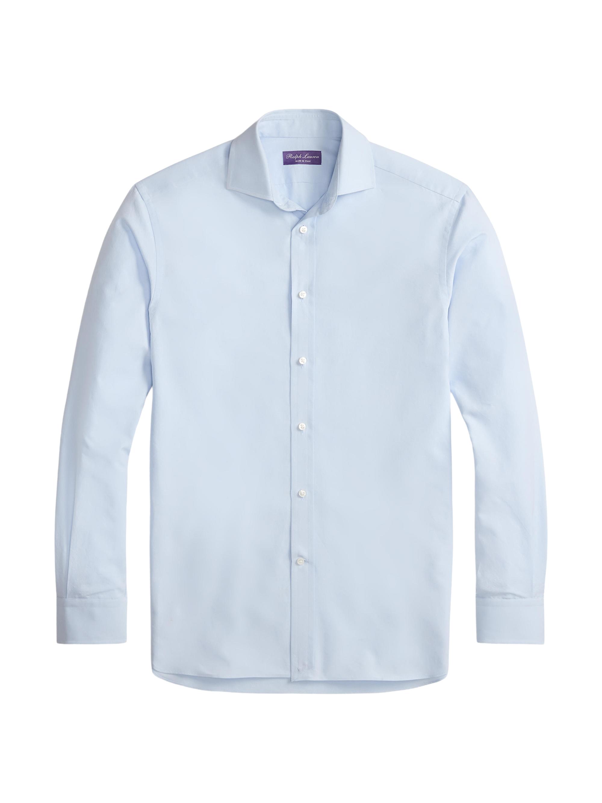 Ralph Lauren Purple Label Men's Aston Knit Oxford Button-Front Shirt - Dress Shirt Blue