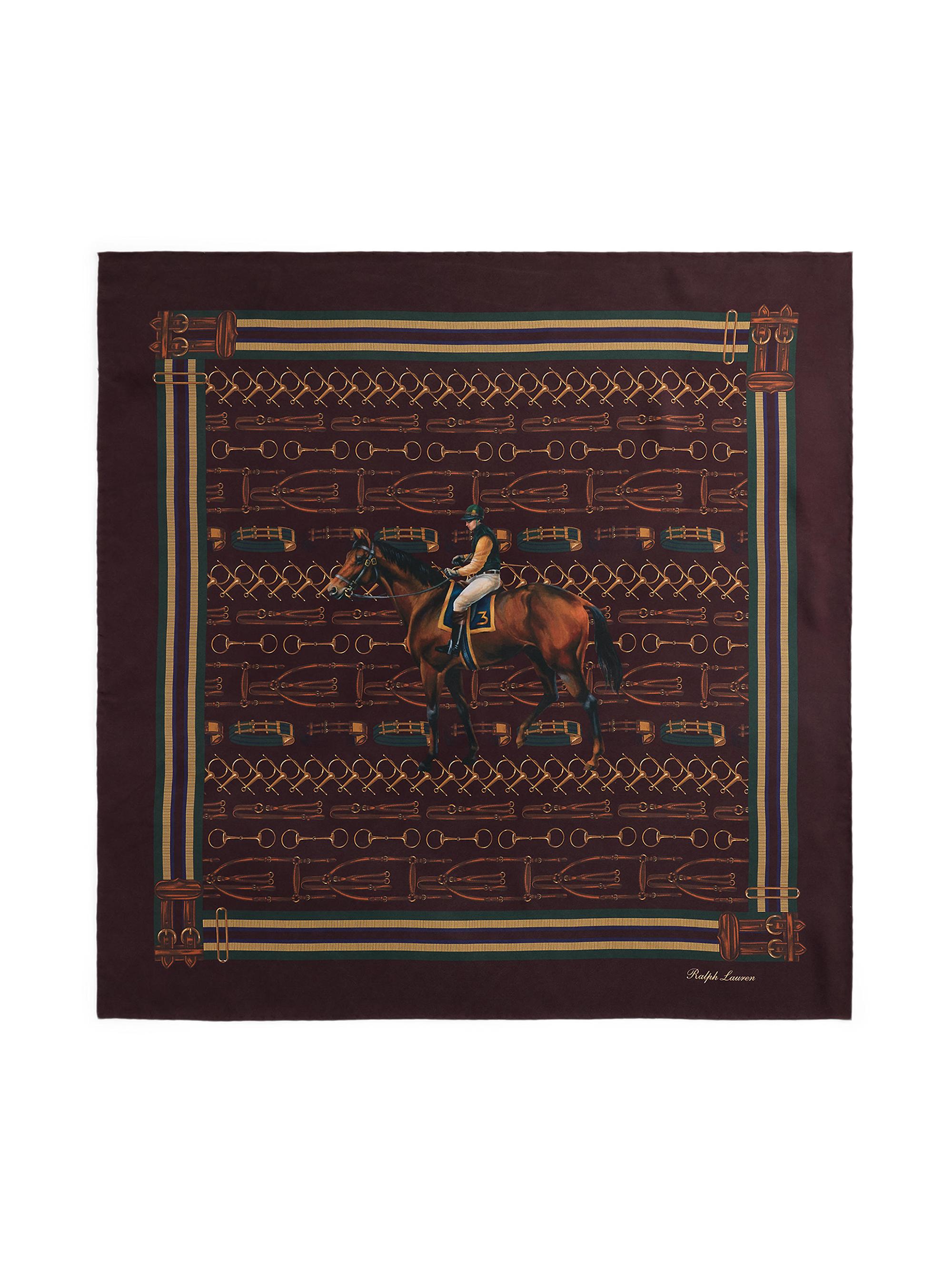 Ralph Lauren Purple Label Men's Equestrian Silk Square Scarf - Wine Multi