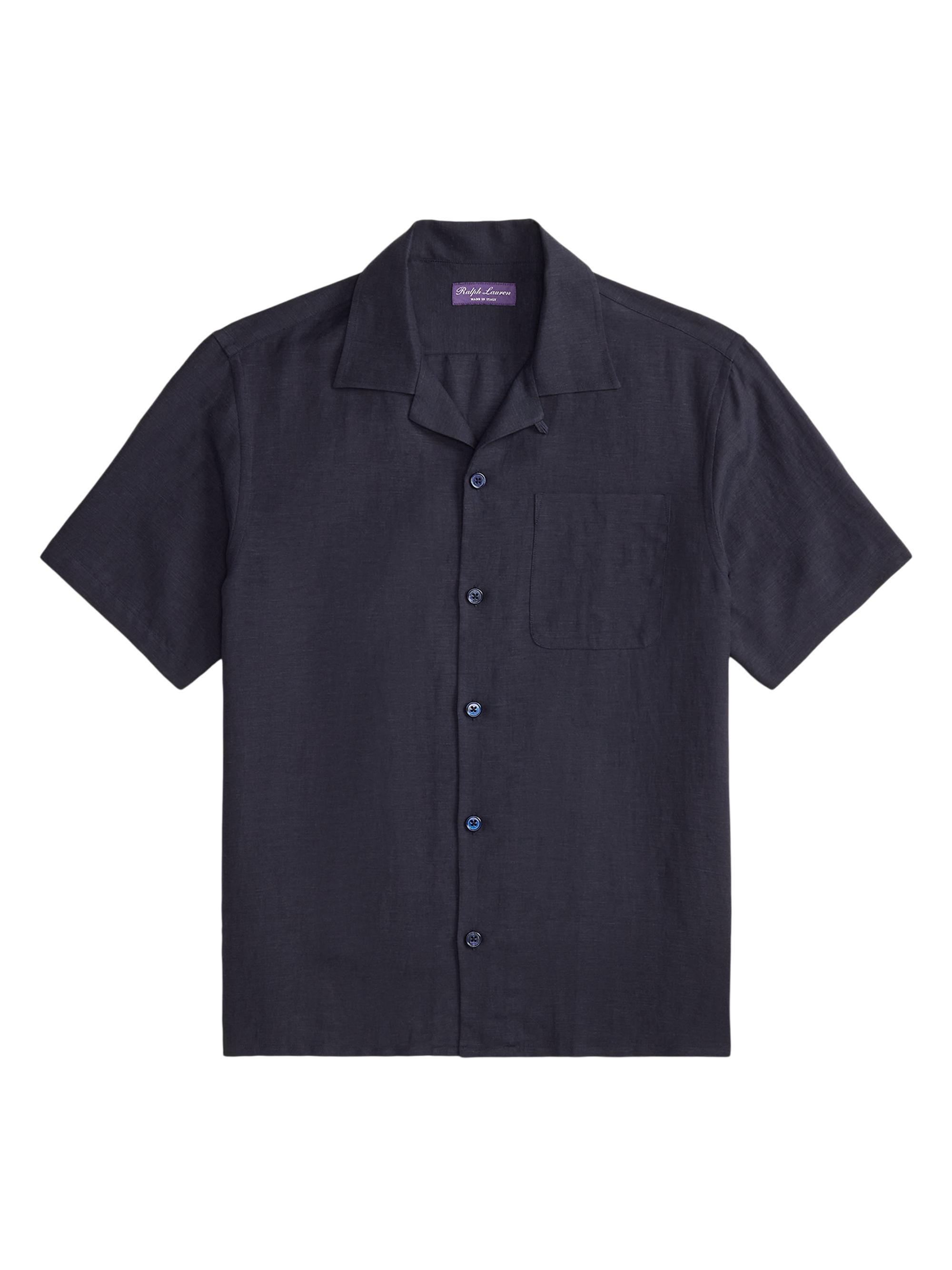 Ralph Lauren Purple Label Men's Silk-Linen Camp Shirt - Classic Chairman Navy