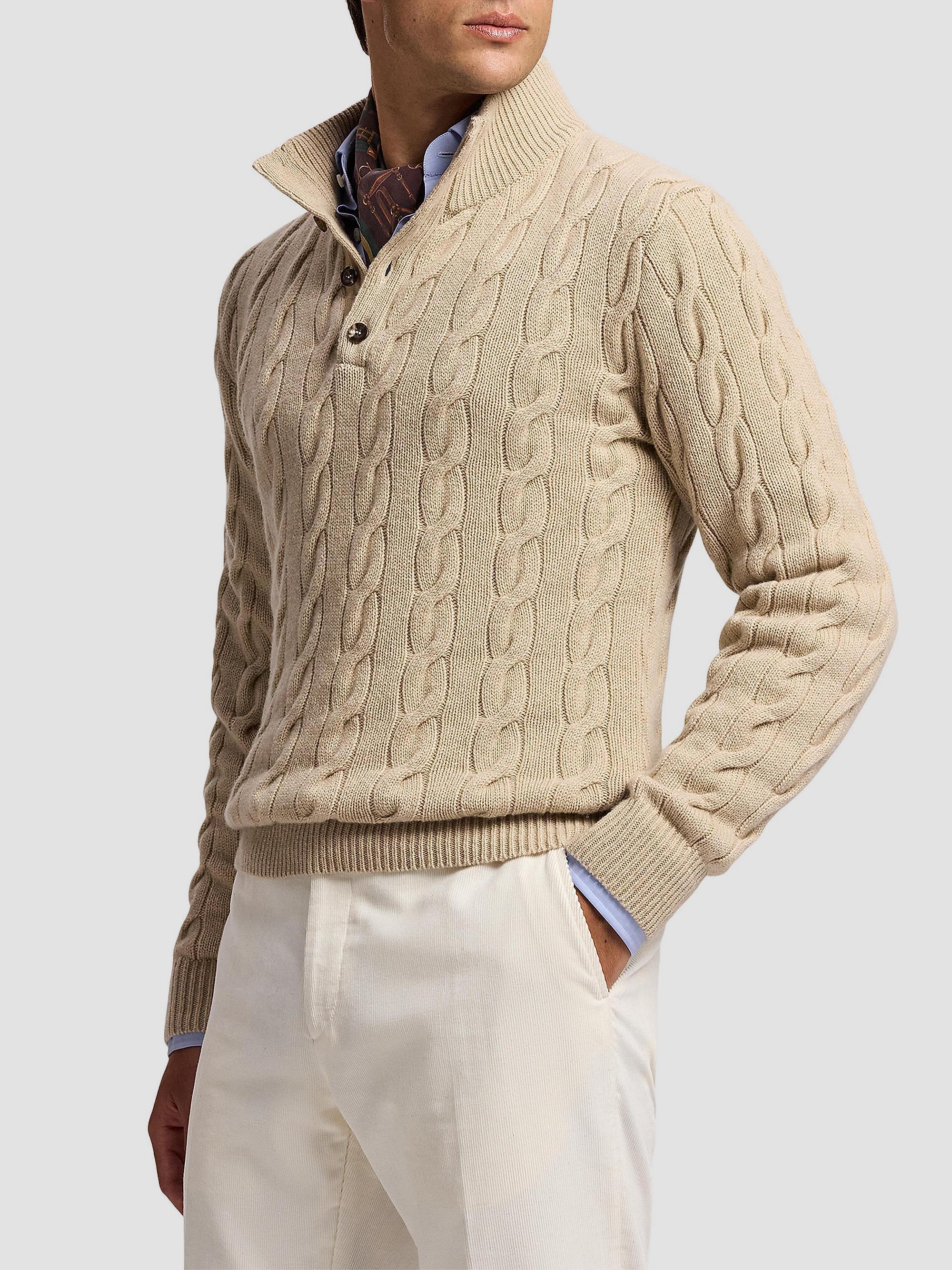 Ralph Lauren Purple Label Cable-Knit Mockneck Cashmere Sweater