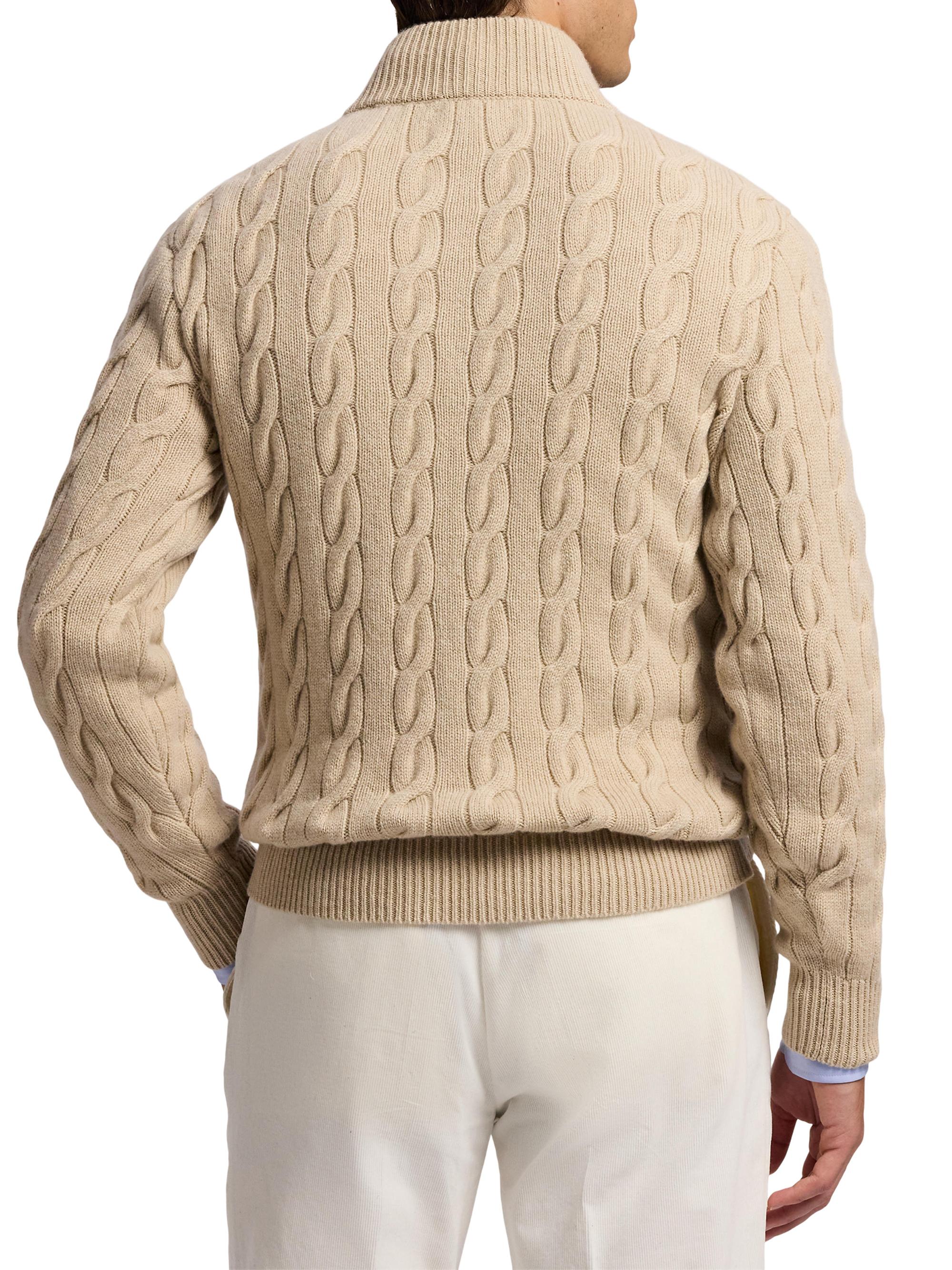 Ralph Lauren Purple Label Cable-Knit Mockneck Cashmere Sweater
