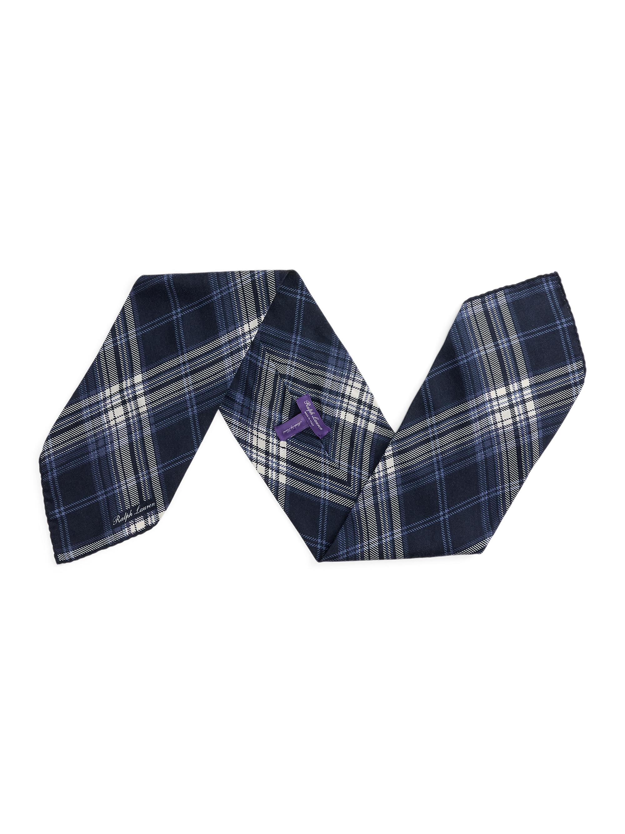 Ralph Lauren Purple Label Men's Tonal Plaid Cashmere-Silk Neckerchief - Navy