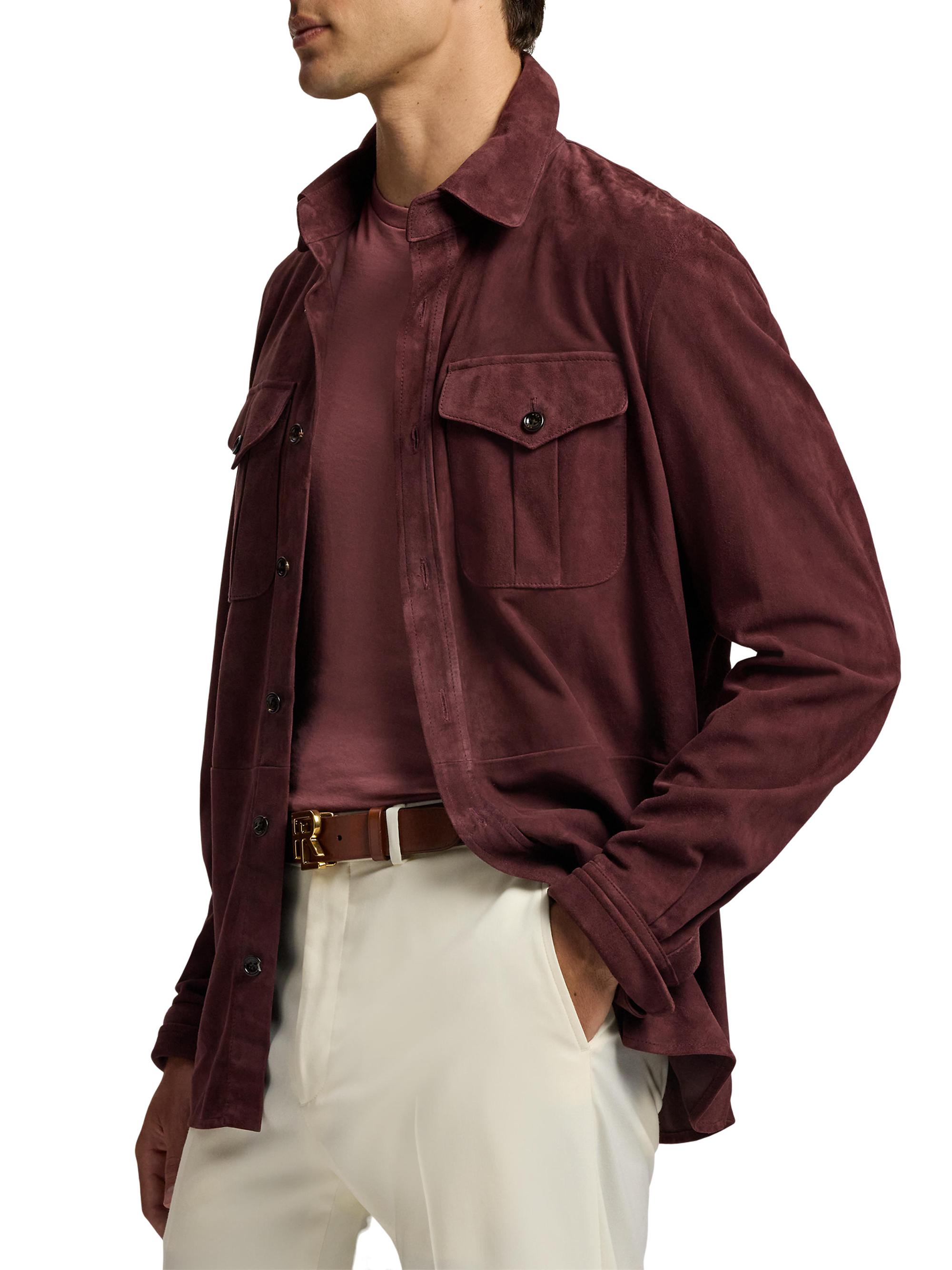 Ralph Lauren Purple Label Suede Overshirt | Saks Fifth Avenue