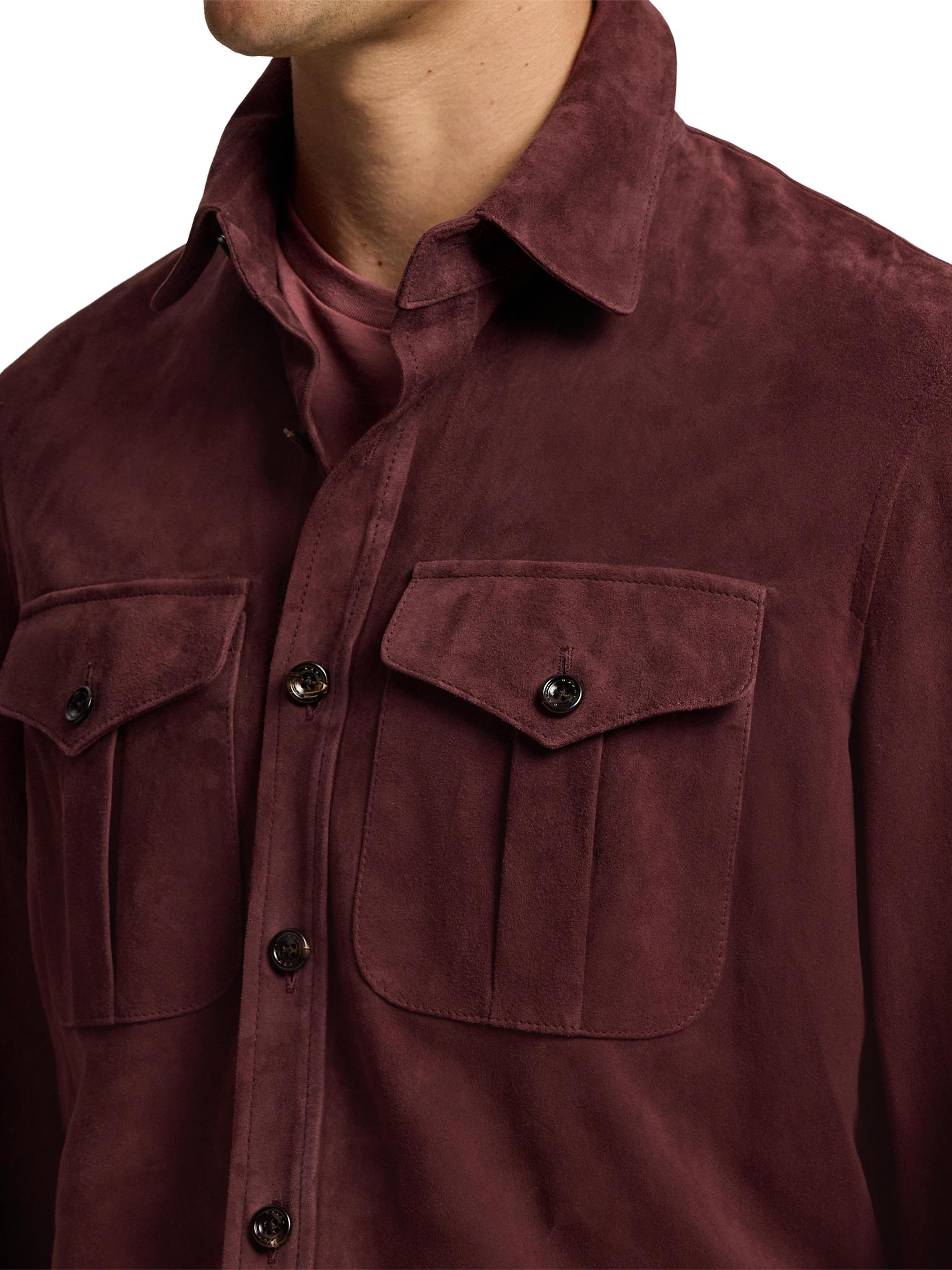 Ralph Lauren Purple Labelレザーシャツ スウェード L Ralph Lauren Purple Label Suede Overshirt | Saks Fifth Avenue