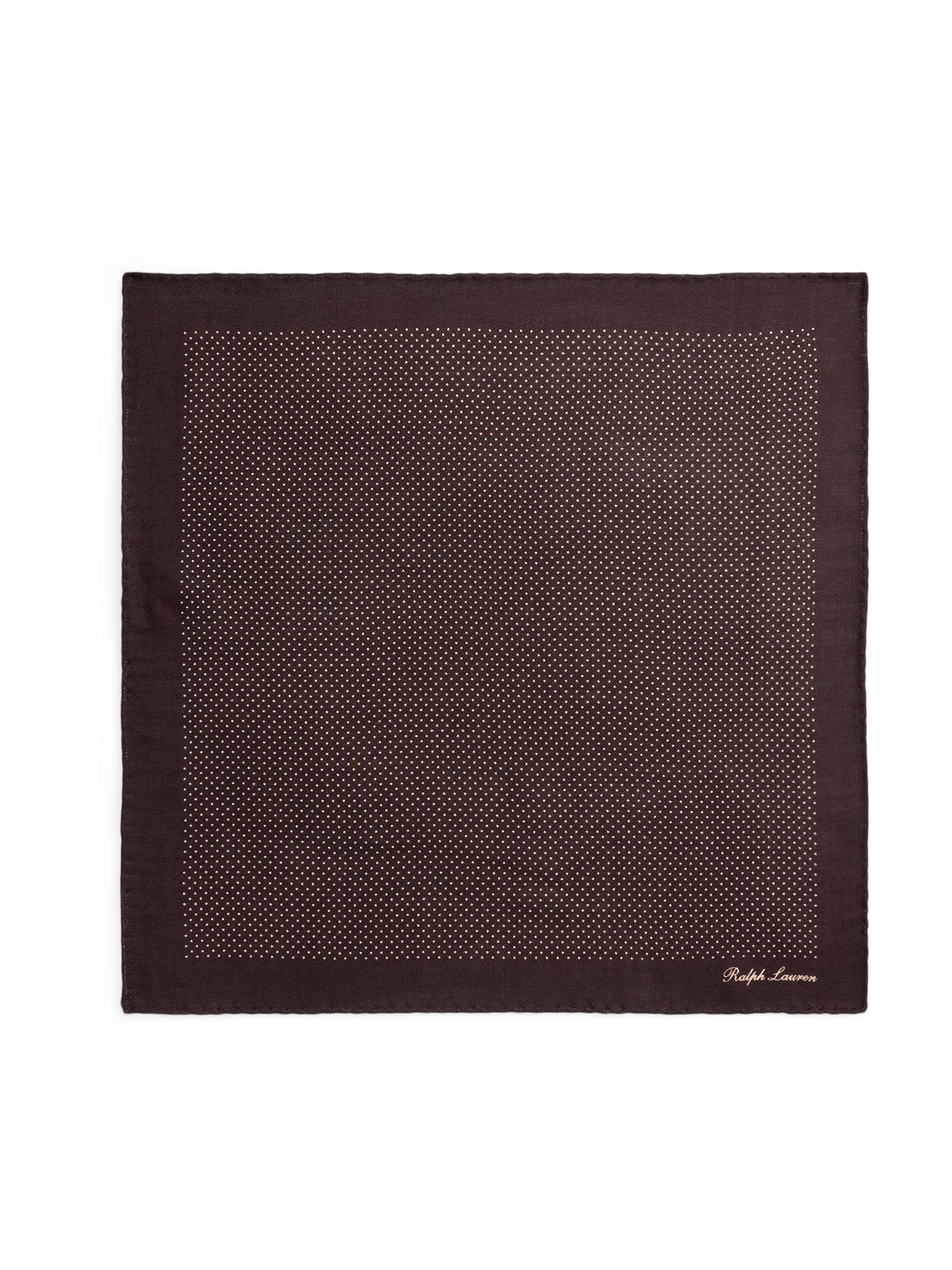 Ralph Lauren Purple Label Men's Pin Dot Cashmere-Silk Pocket Square - Luggage Brown