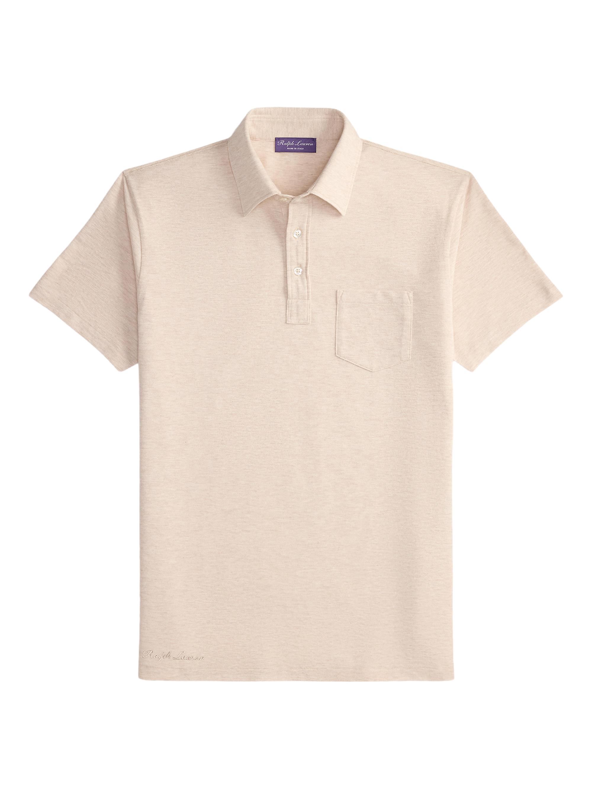 Ralph Lauren Purple Label Men's Cotton-Cashmere Piqué Polo Shirt - Champagne Melange