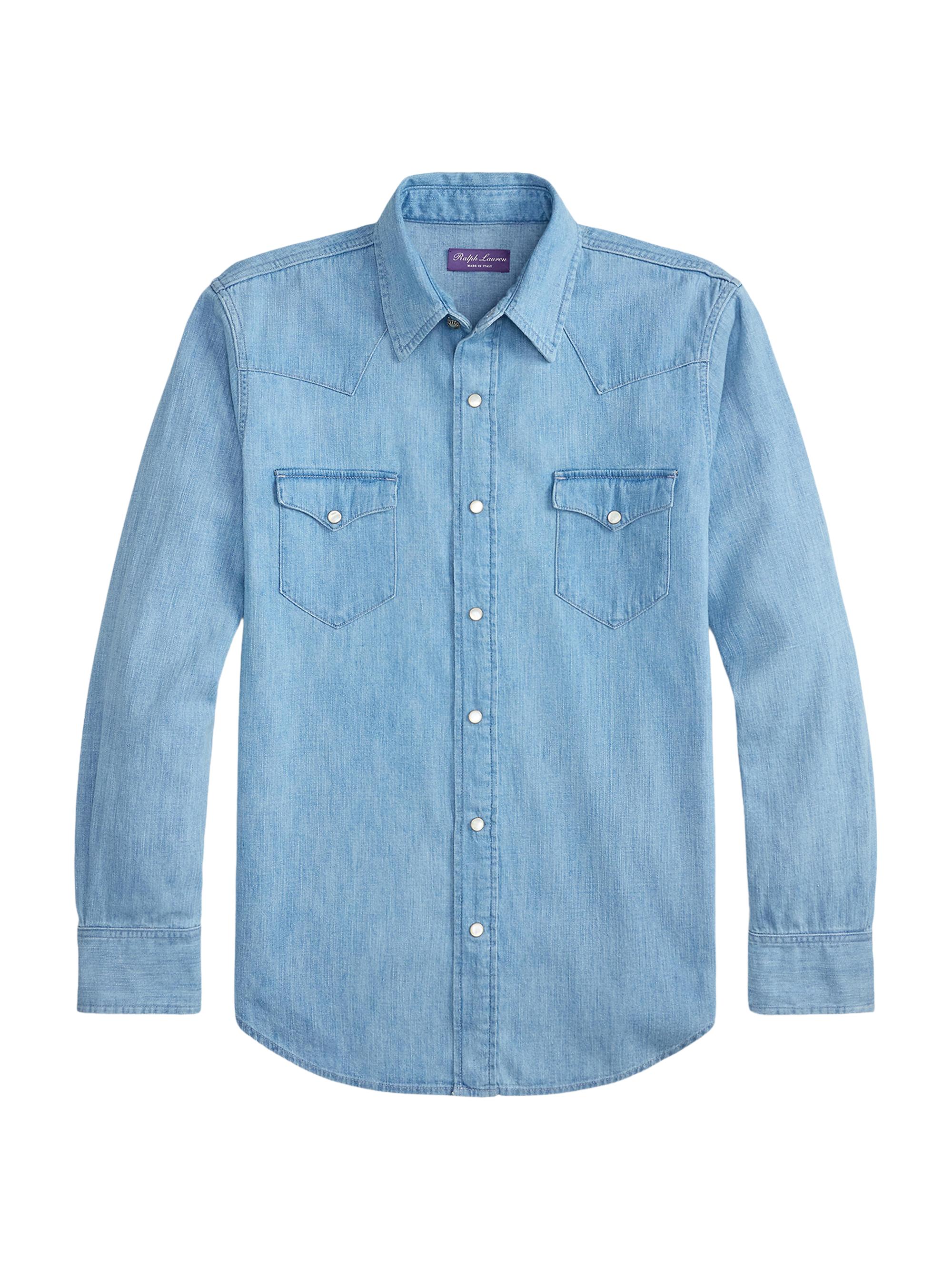 Ralph Lauren Purple Label Men's Japanese Denim Western Shirt - Heritage Light Indigo