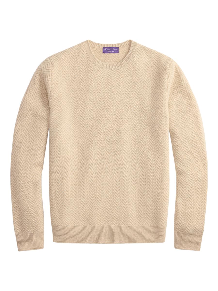 Ralph Lauren Purple Label Textured Herringbone Cashmere Sweater