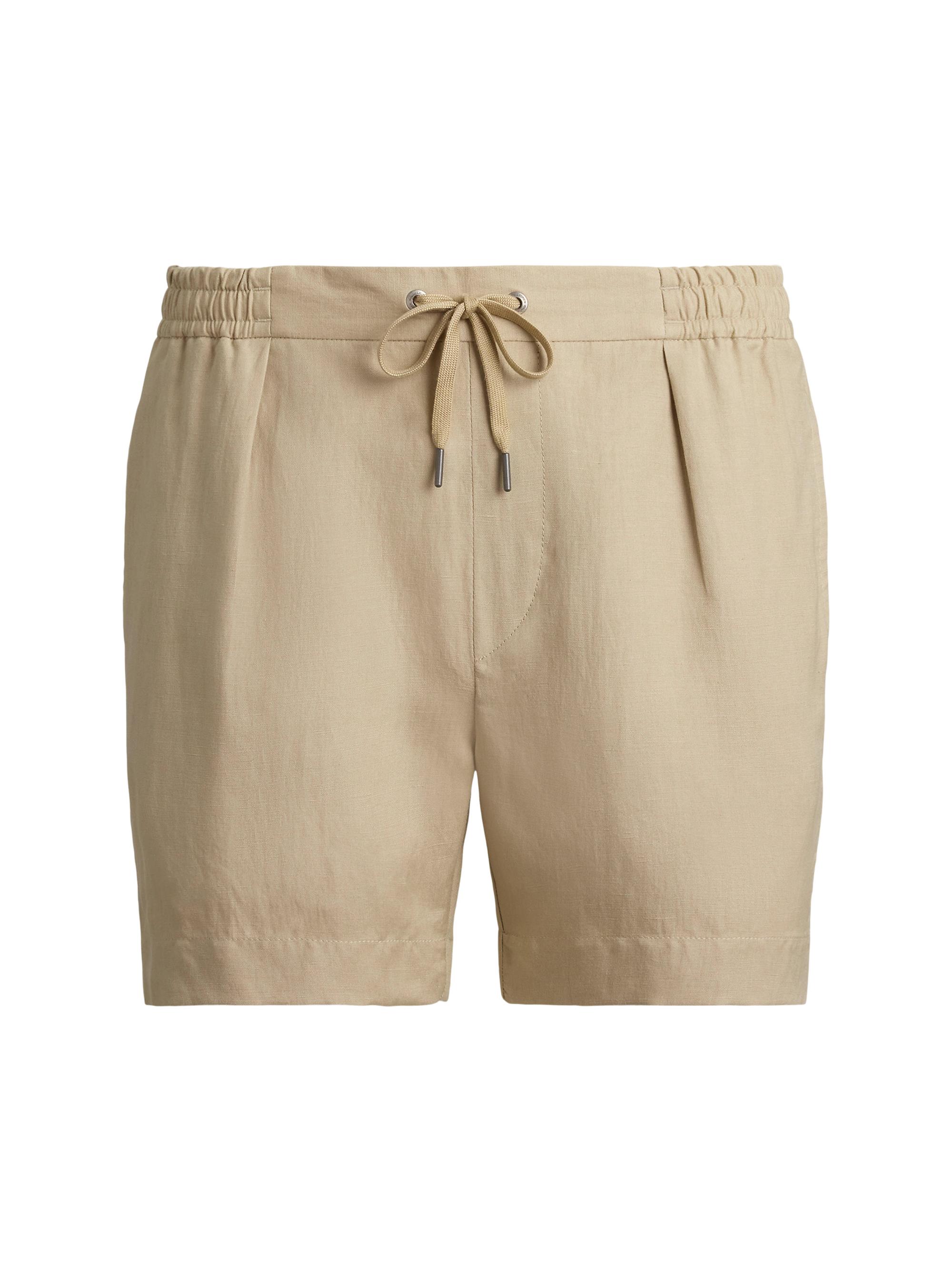 Ralph Lauren Purple Label Men's Silk-Linen Drawstring Shorts - Champagne 42