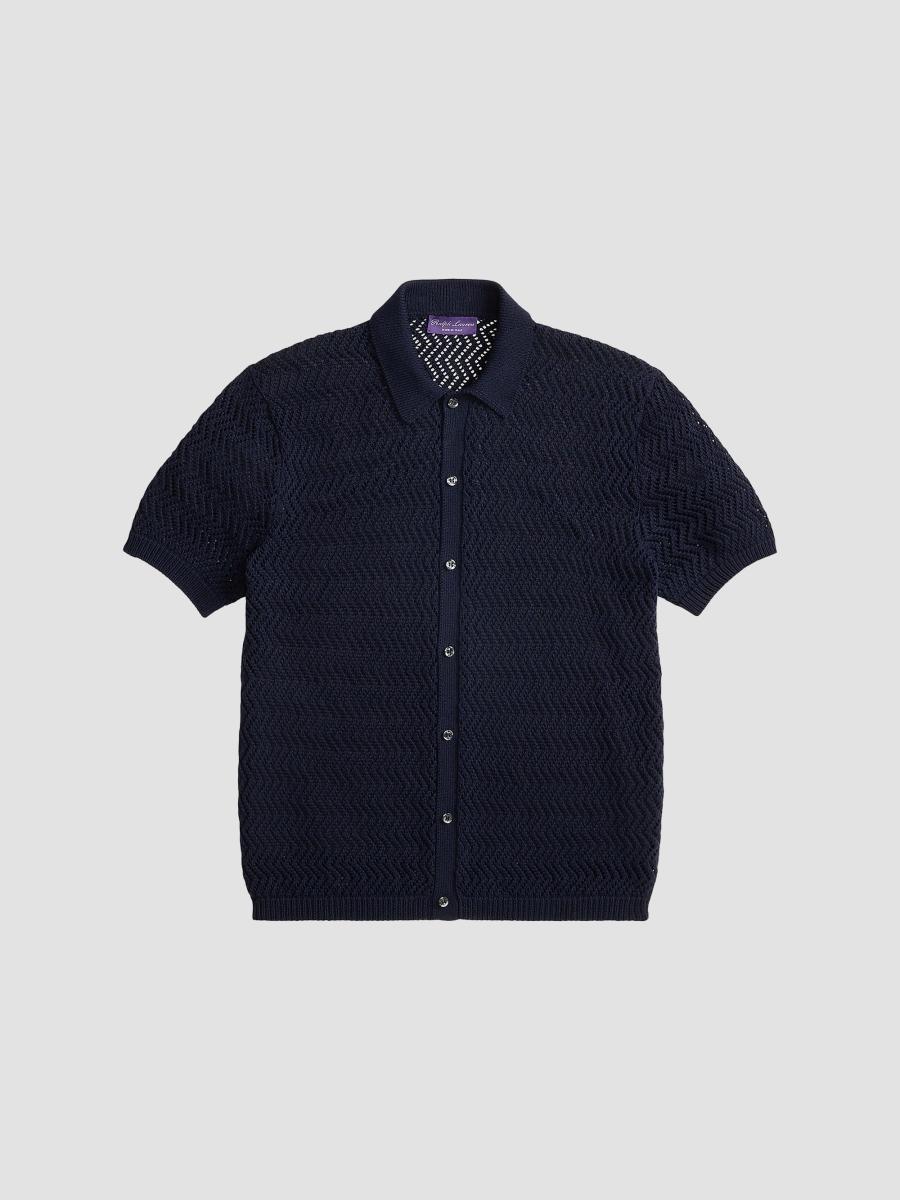 ラルフローレン　パープルレーベル　カーディガン Ralph Lauren Purple Label Textured Cotton Short-Sleeve Cardigan