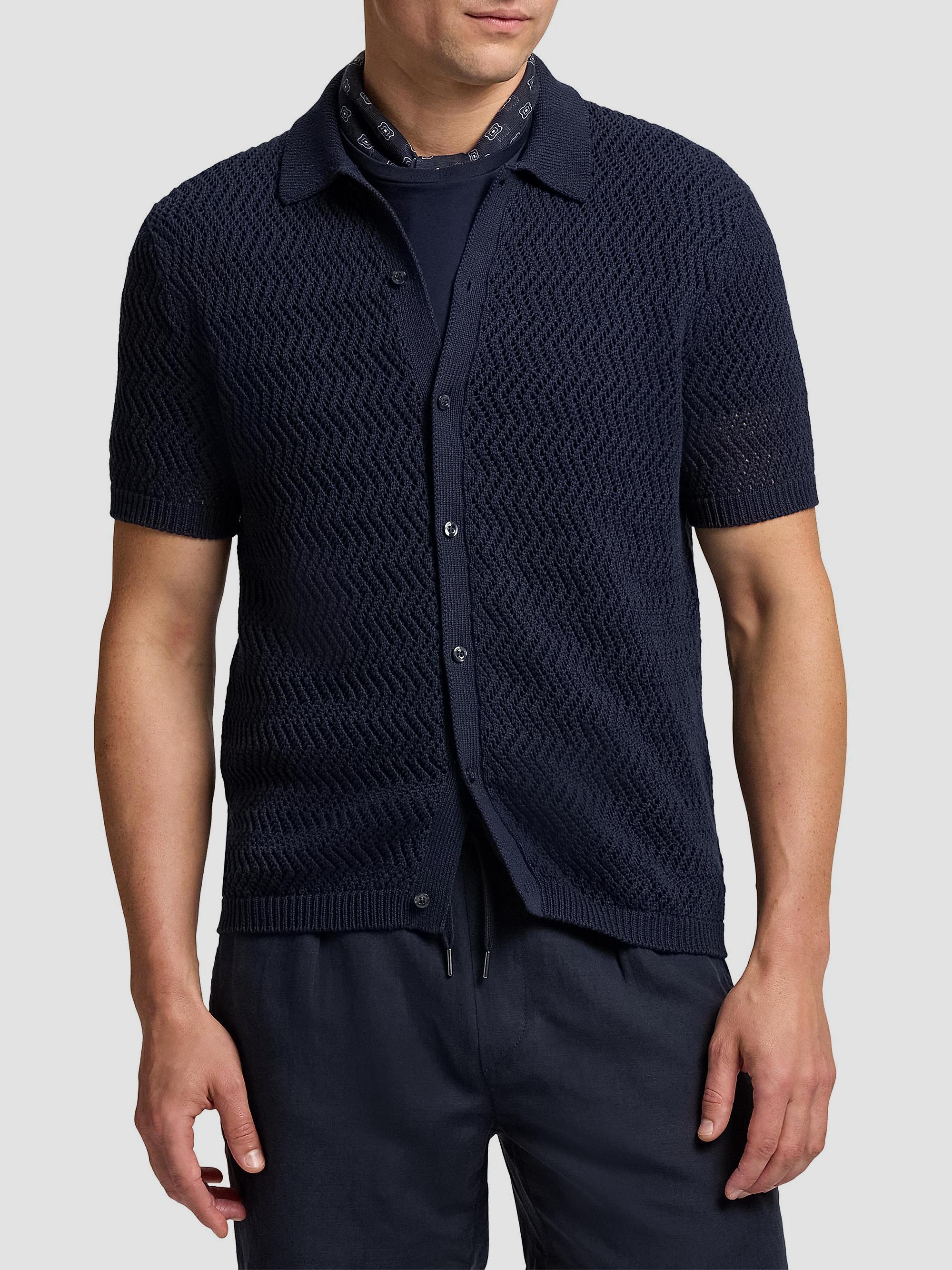 Ralph Lauren Purple Label Textured Cotton Short-Sleeve Cardigan