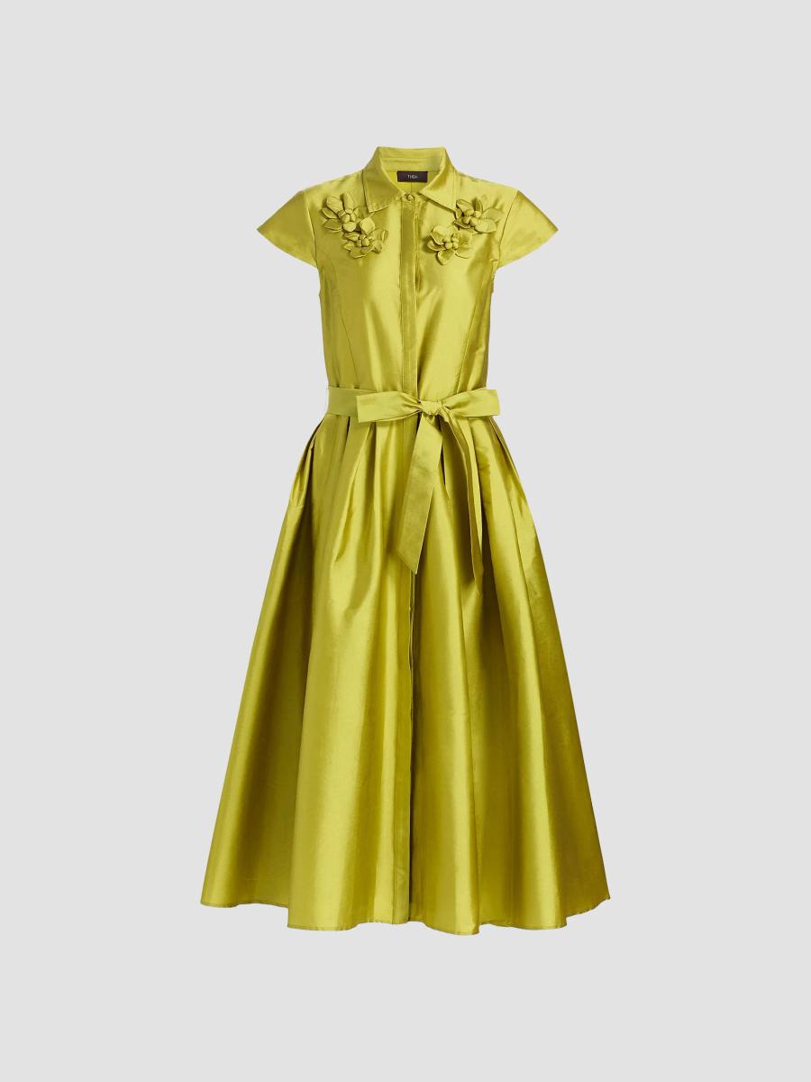 Theia Vada Taffeta Cocktail Shirtdress | Saks Fifth Avenue