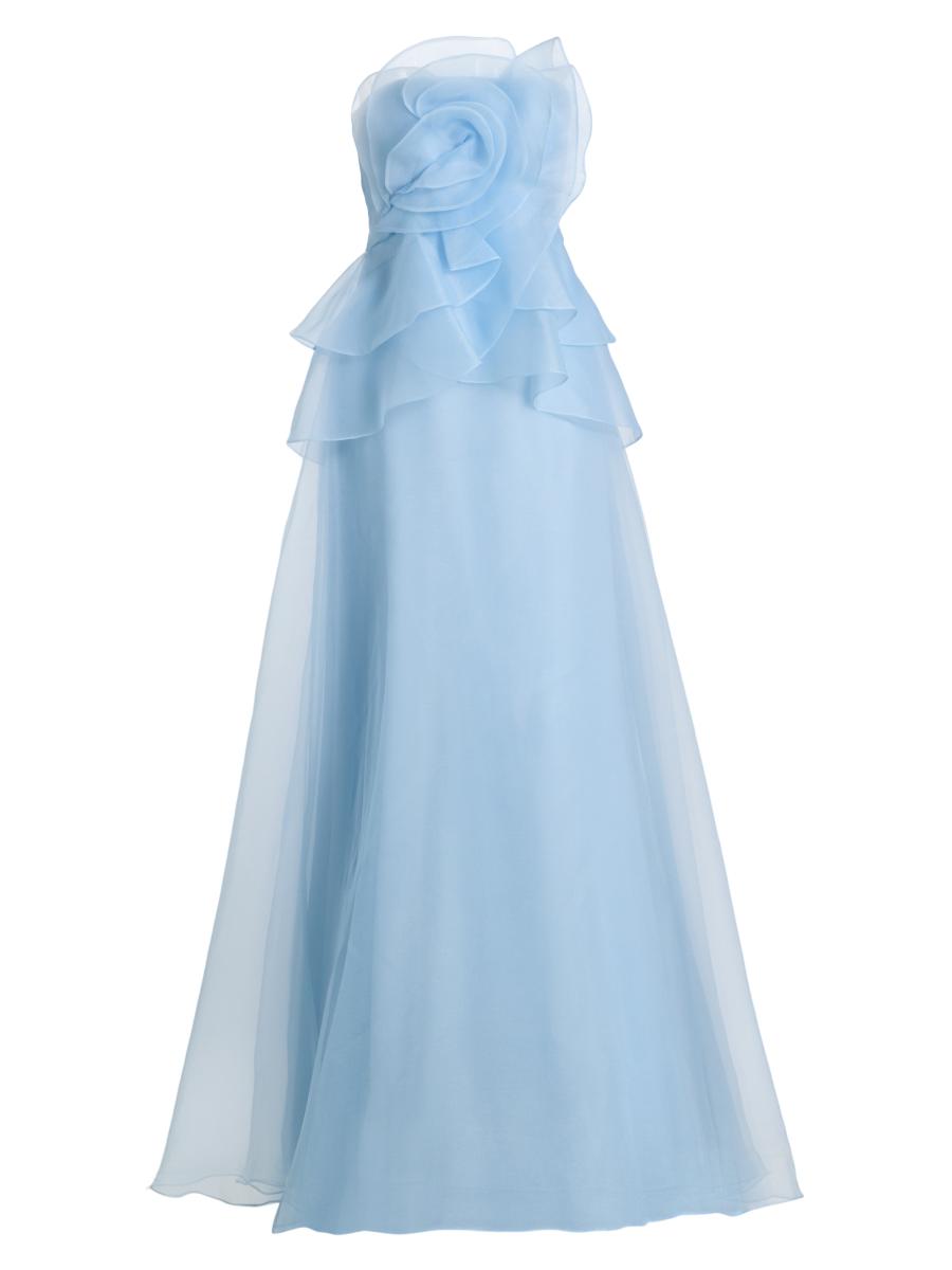 Theia Women's Gilda Strapless Draped Rose Gown In Blue