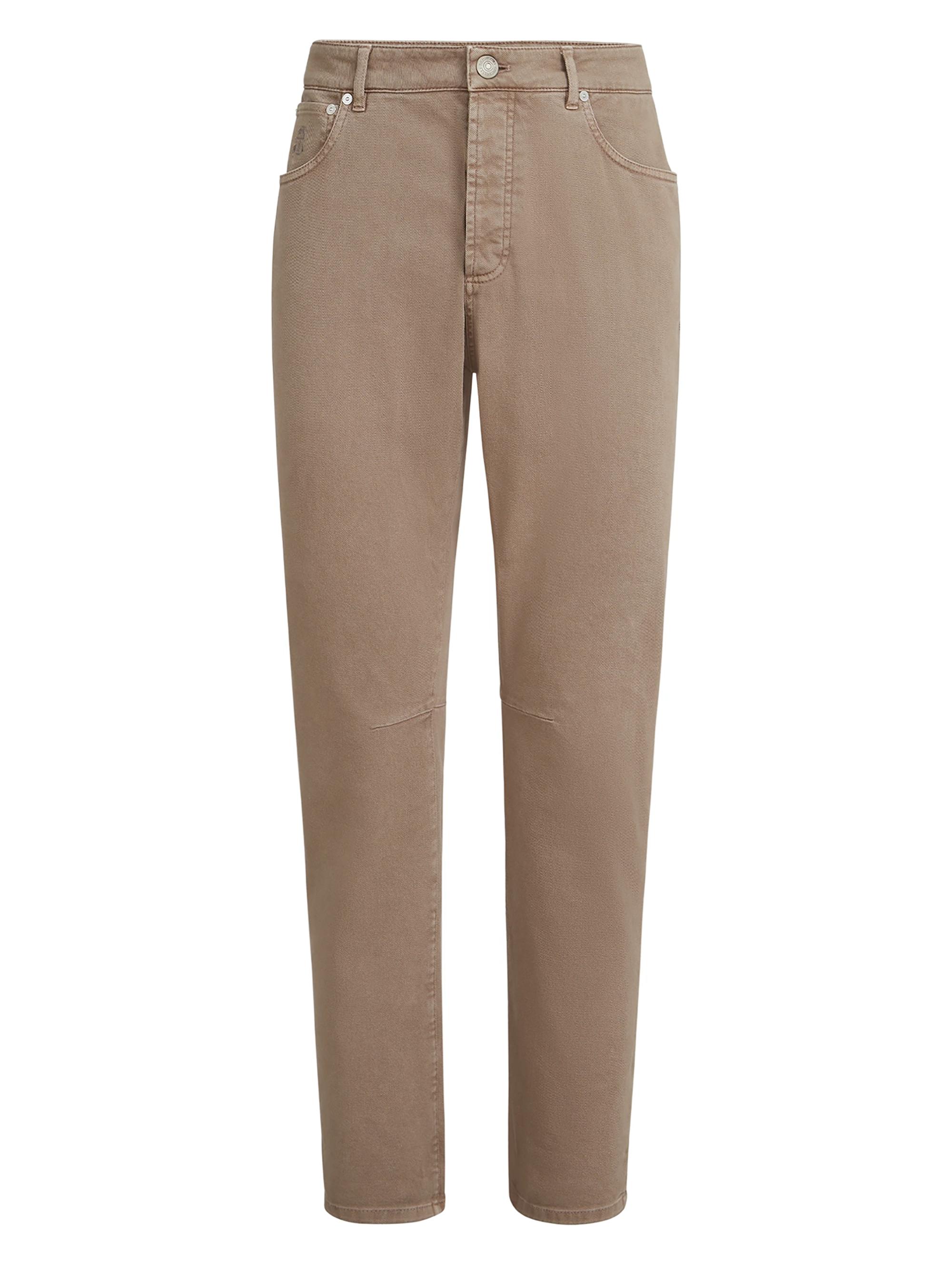 Brunello Cucinelli Men's Garment Dyed Five Pocket Jeans in Comfort Denim - Light Brown