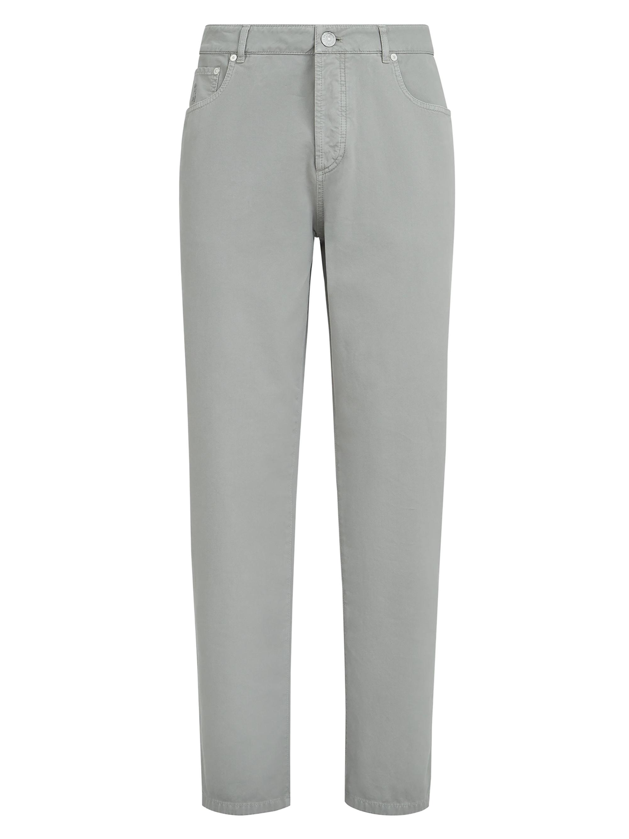 Brunello Cucinelli Men's Garment Dyed Five Pocket Jeans In Twisted Cotton Gabardine - Khaki