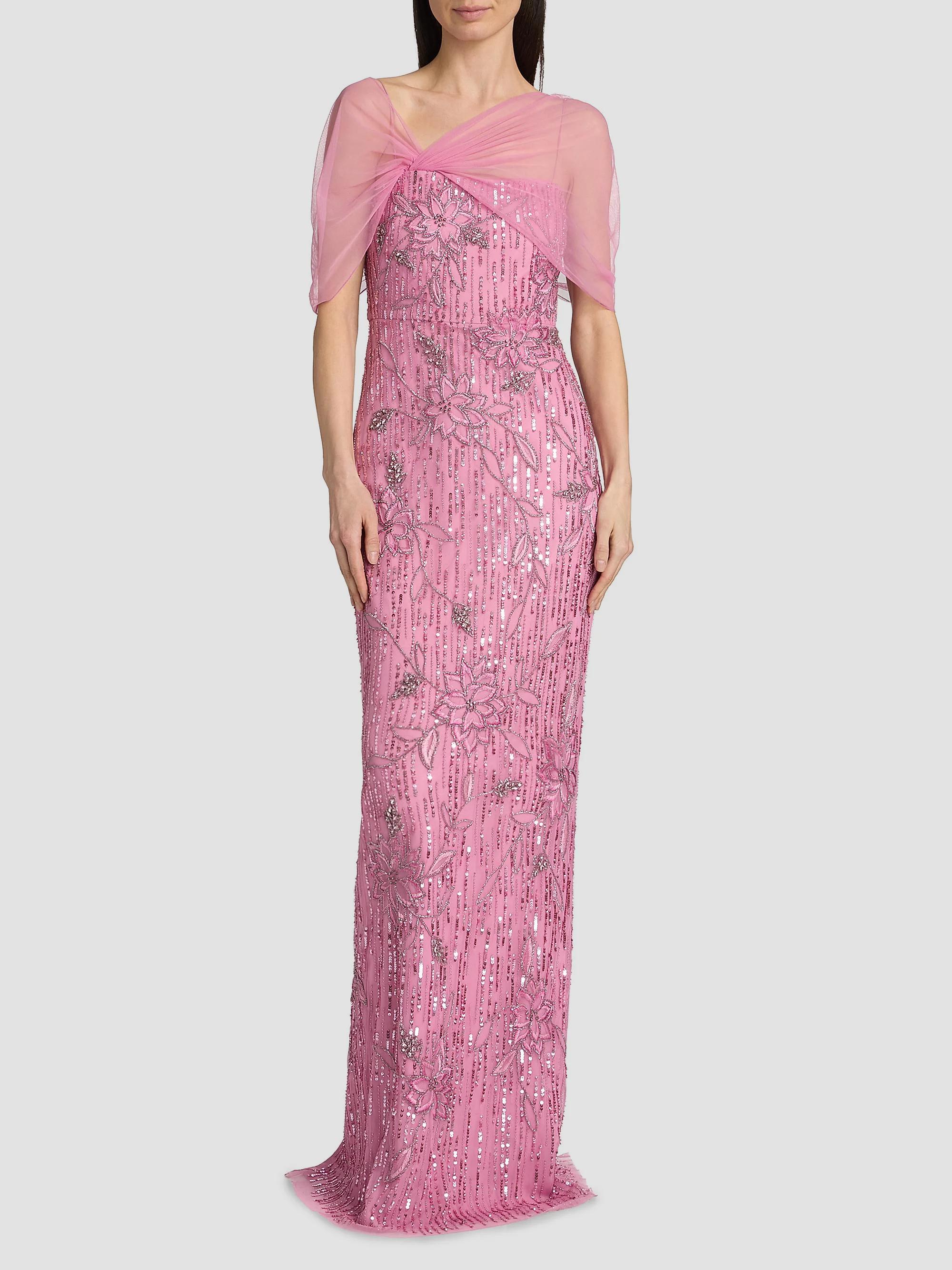 Theia Clover Shawl Beaded Gown | Saks Fifth Avenue